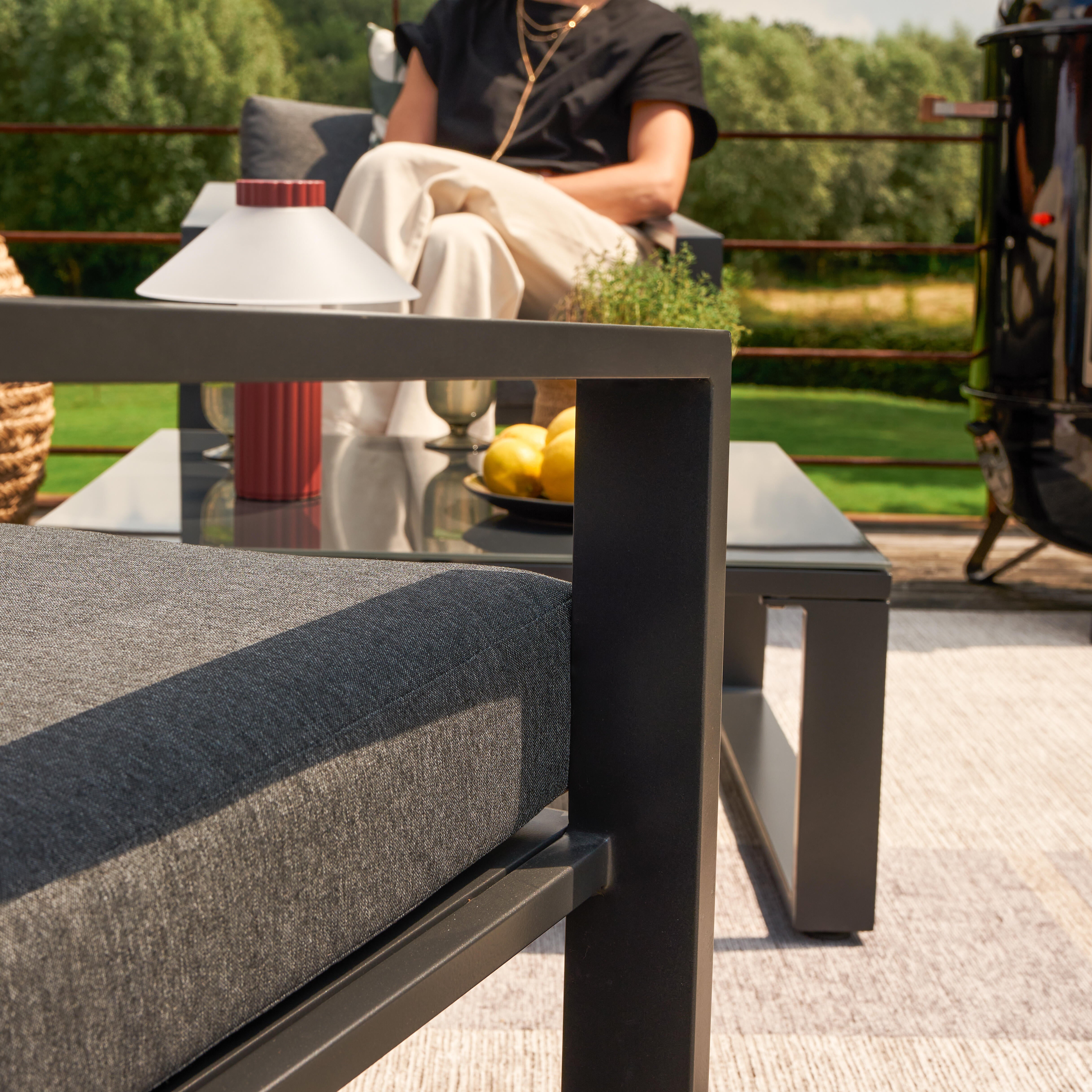 Salotto da giardino per 4 persone antracite Lyra NATERIALcon cuscini in poliestere grigio - 20