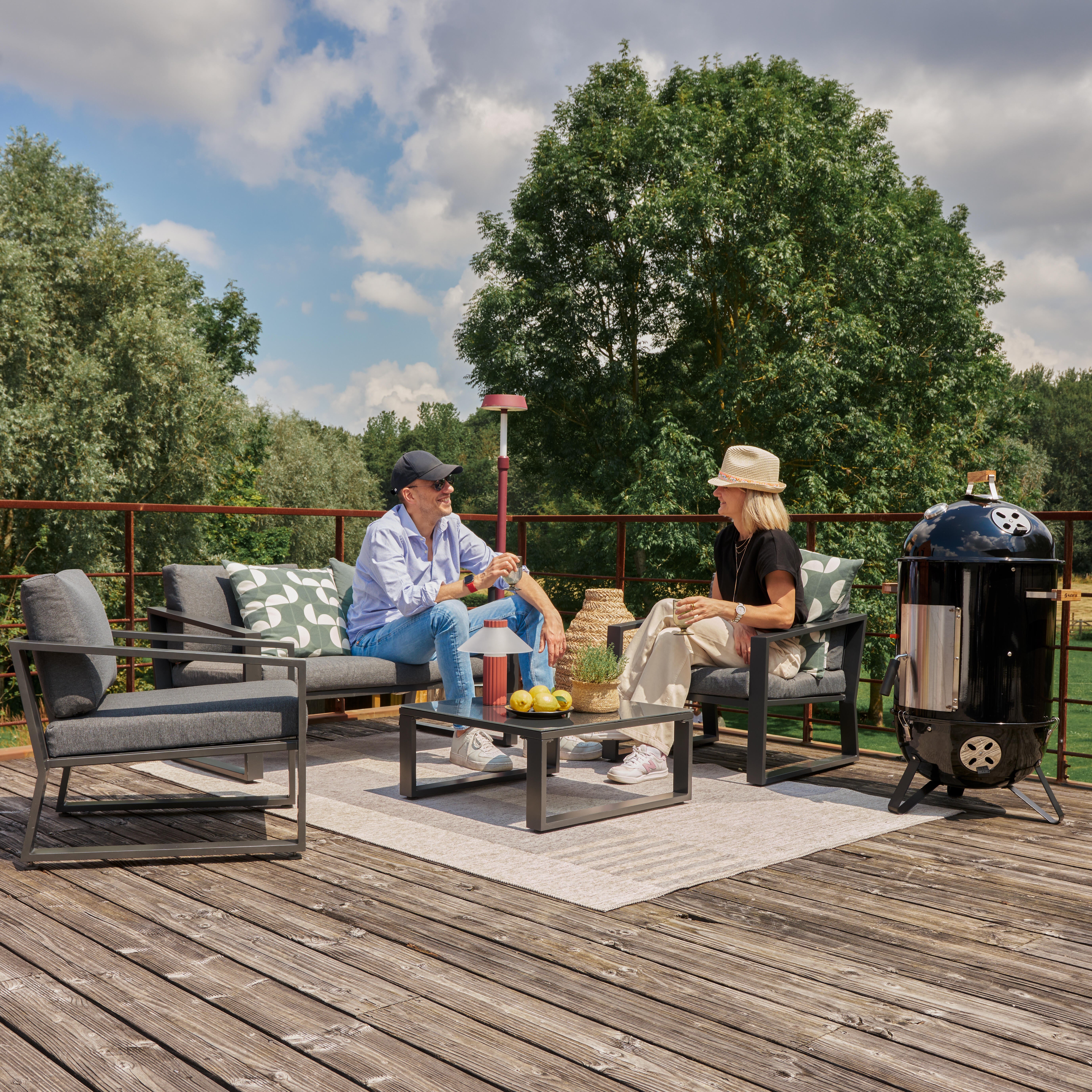 Salotto da giardino per 4 persone antracite Lyra NATERIALcon cuscini in poliestere grigio - 5