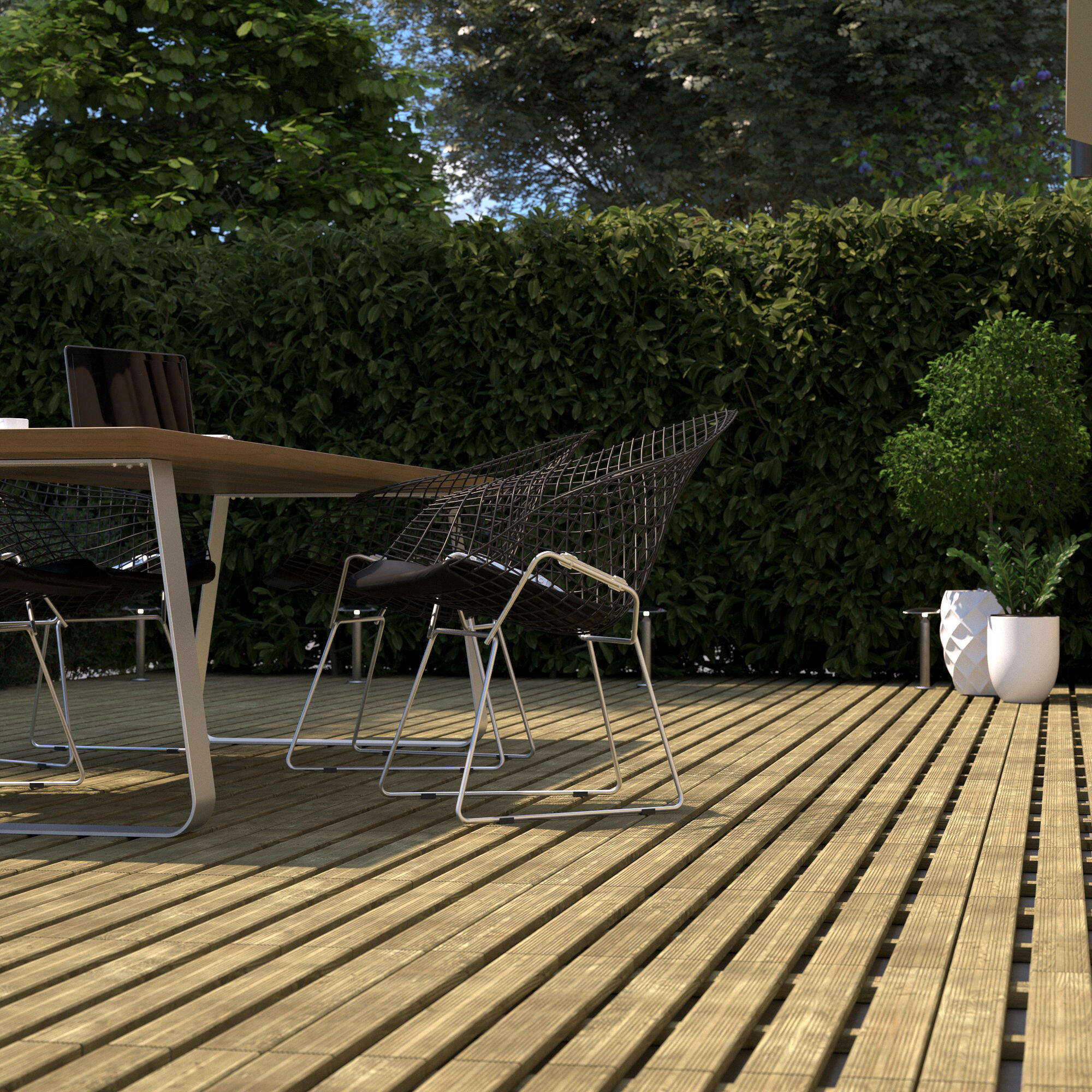 Baldosa madera Pino silvestre 100 x 100 cm y 30 mm marrón CERLAND clase de uso 3 - 7