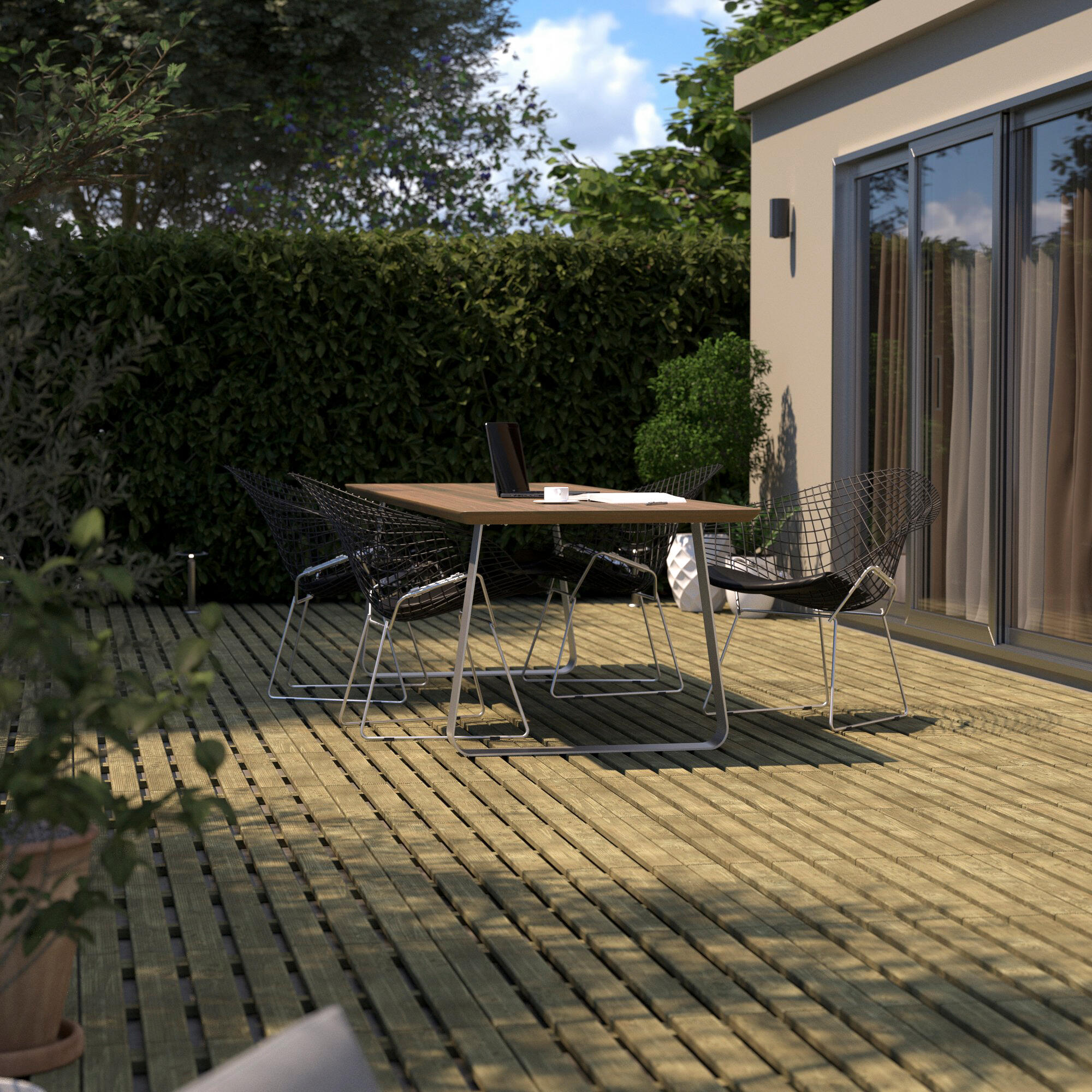 Baldosa madera Pino silvestre 100 x 100 cm y 30 mm marrón CERLAND clase de uso 3 - 6