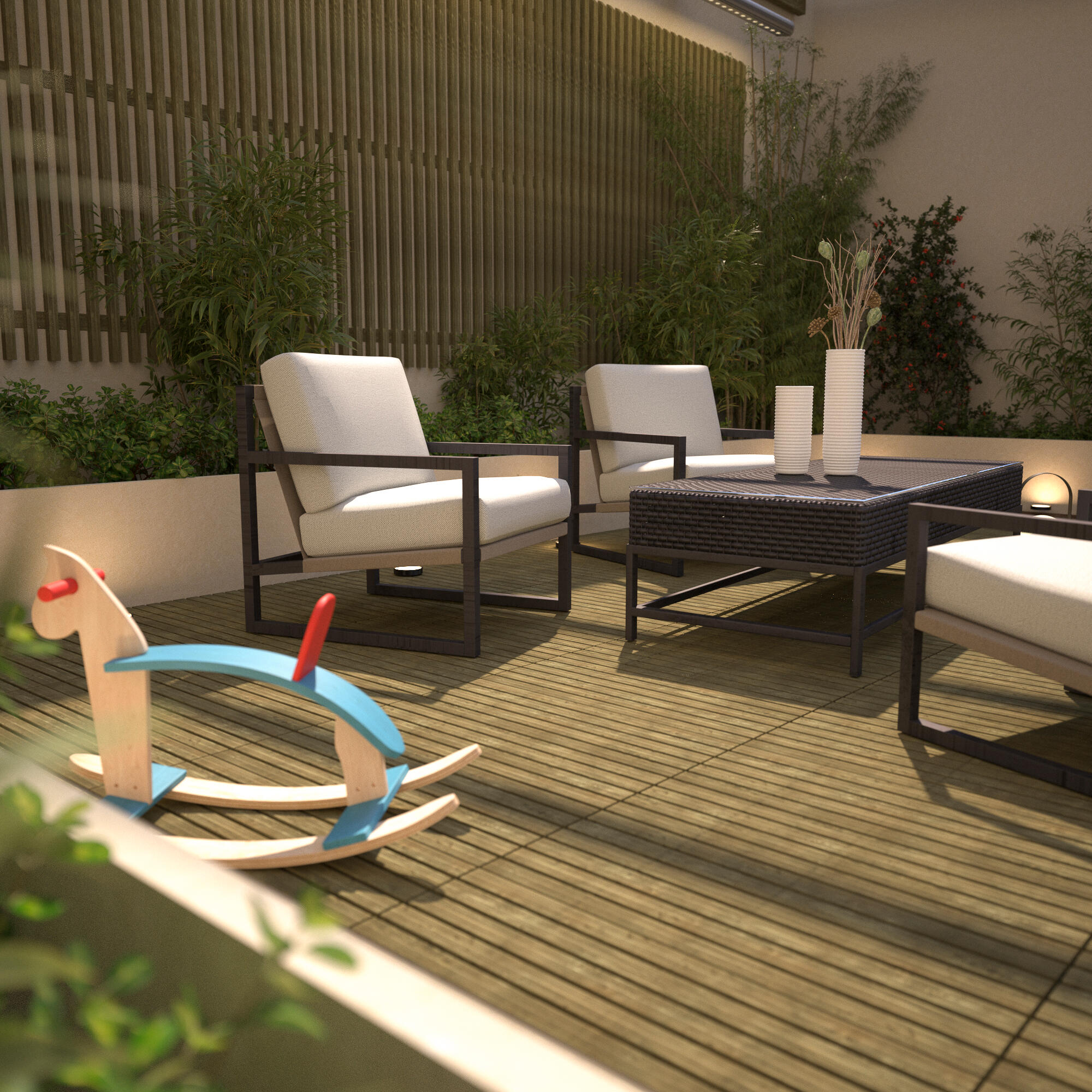 Baldosa madera Pino silvestre 100 x 100 cm y 30 mm marrón CERLAND clase de uso 3 - 5