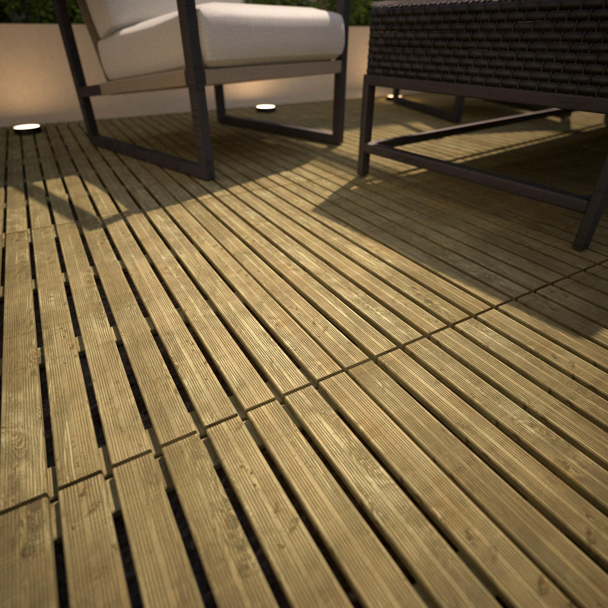 Baldosa madera Pino silvestre 100 x 100 cm y 30 mm marrón CERLAND clase de uso 3 - 4