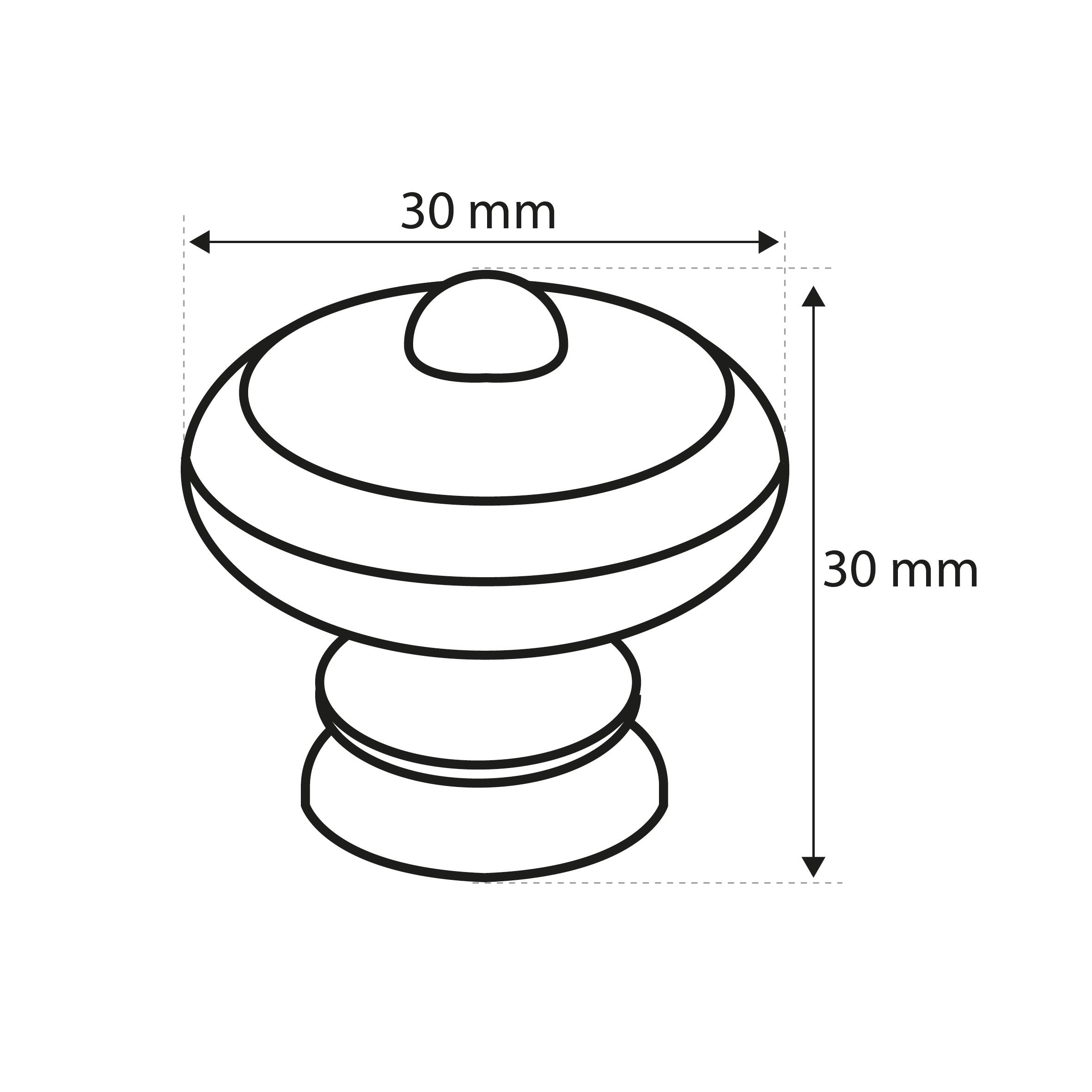 Bouton de meuble rond Rustique, zamak vieil or vieilli, Diam.30 mm - 3