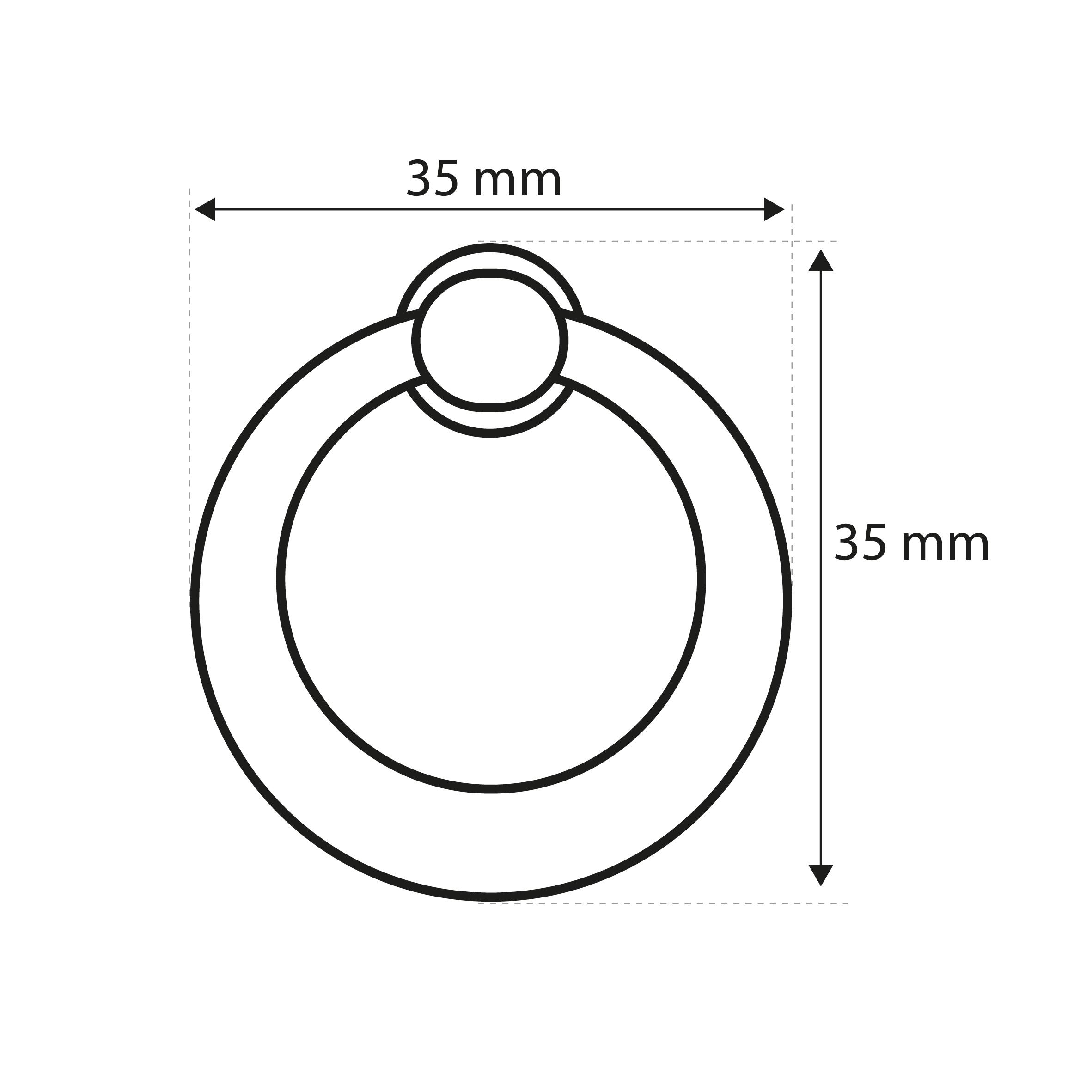 Bouton de meuble anneau Rond, zamak vieil or vieilli, Diam. 35 mm - 3