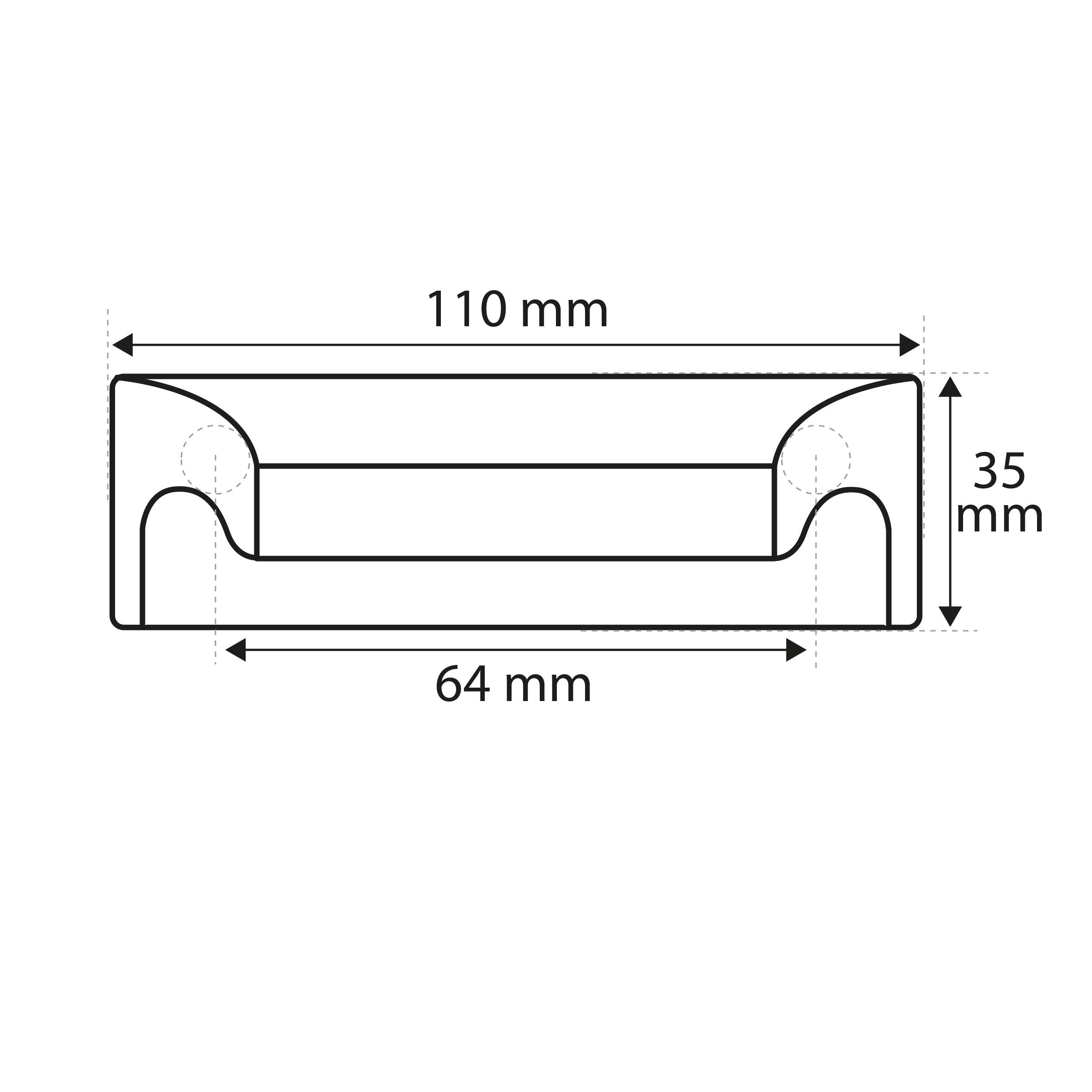 Poignée de meuble Applique, bois marron brut, entraxe 64 mm - 4