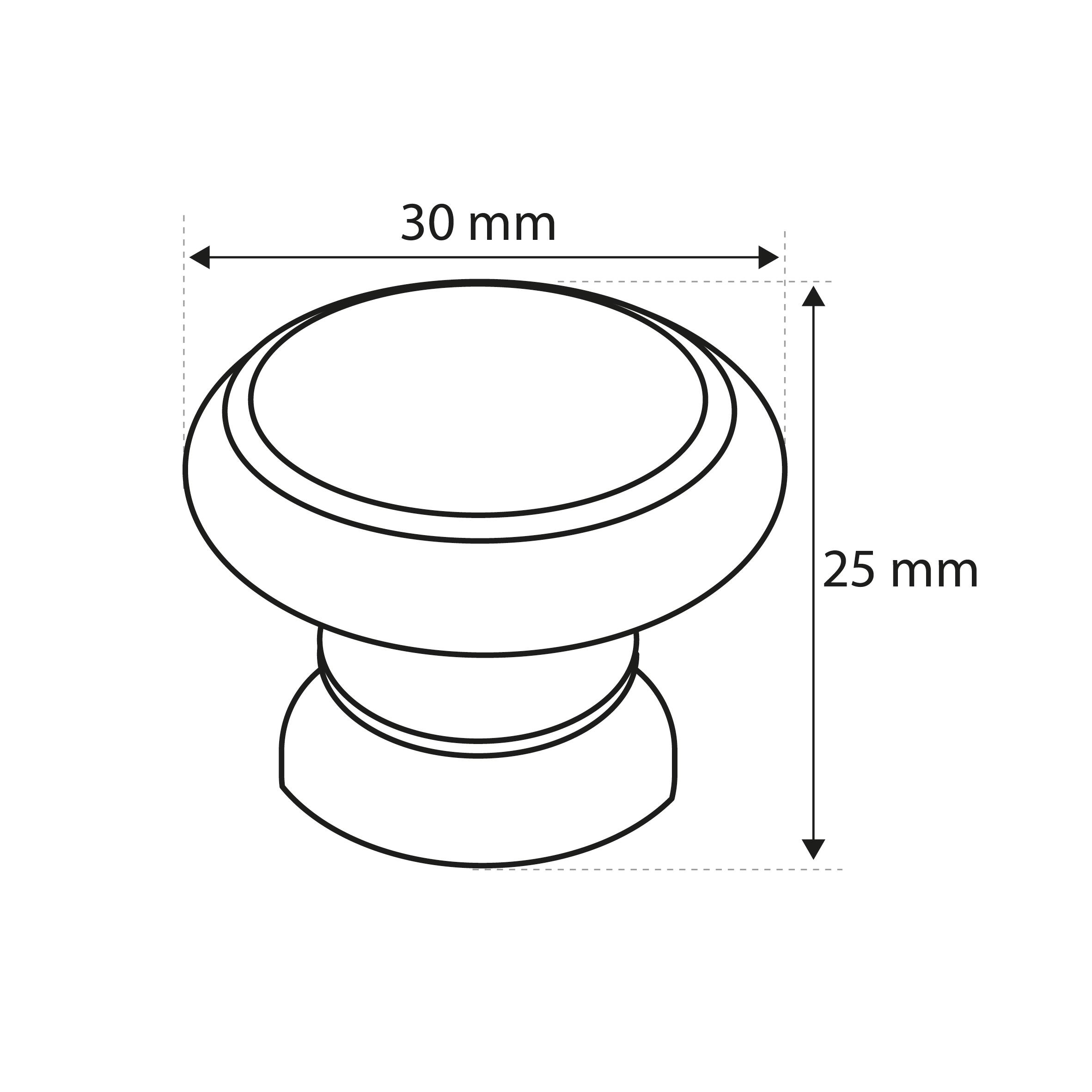 Bouton de meuble rond Régence, bois hêtre verni, Diam.30 mm - 3