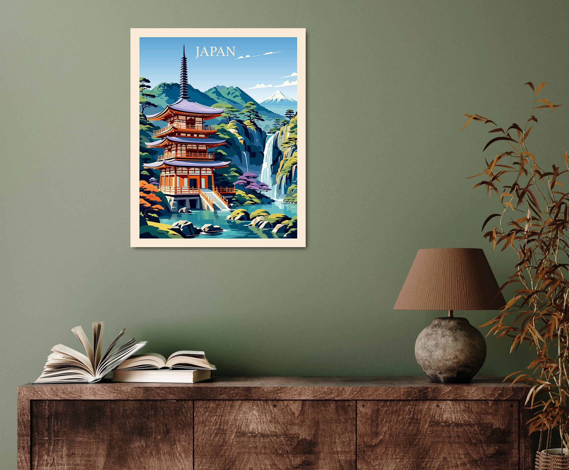 Objeto decorativo sin marco Urban city rectangular de 40 x 50 cm. MDF Ciudad Japon pasteles cálidos - 8