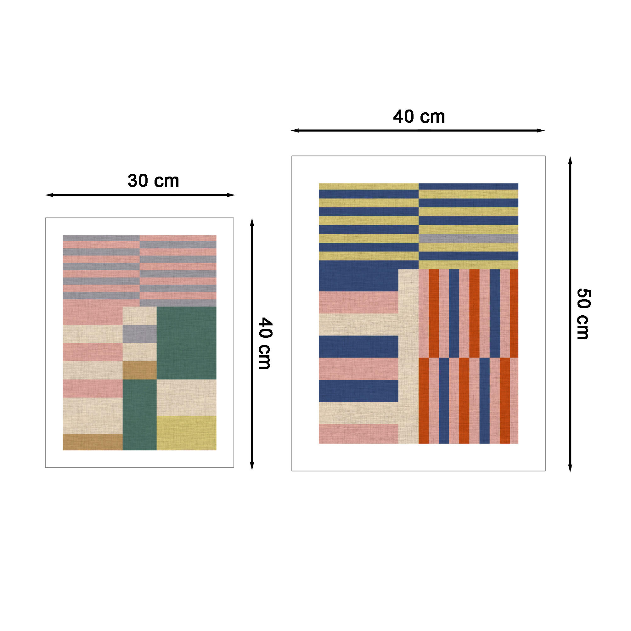 Set de 2 láminas abstracto raya de 30 x x 40 cm y 40 x 50 cm - 2