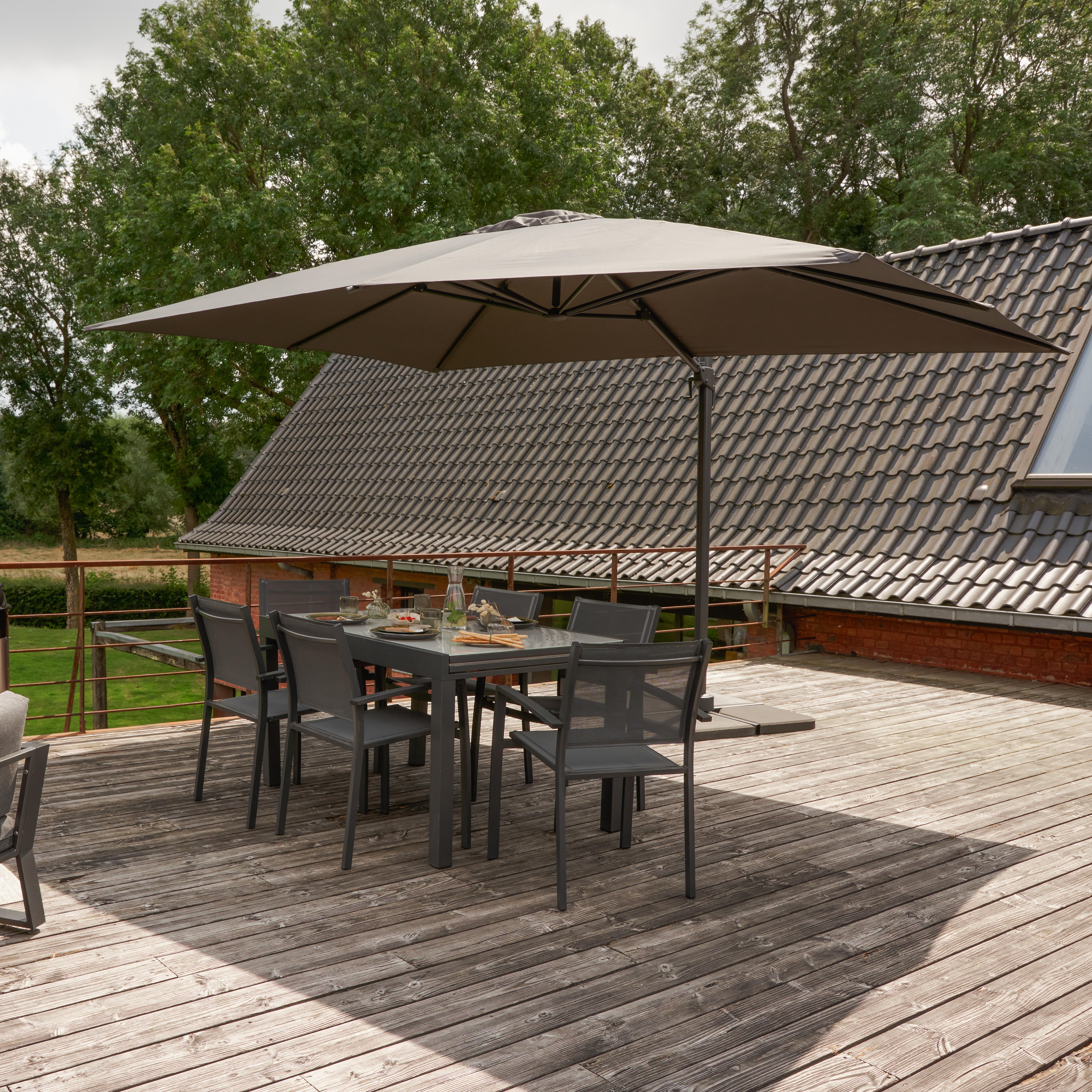 Parasol déporté rectangulaire anthracite Aura NATERIAL L.386 x l.281 cm - 2