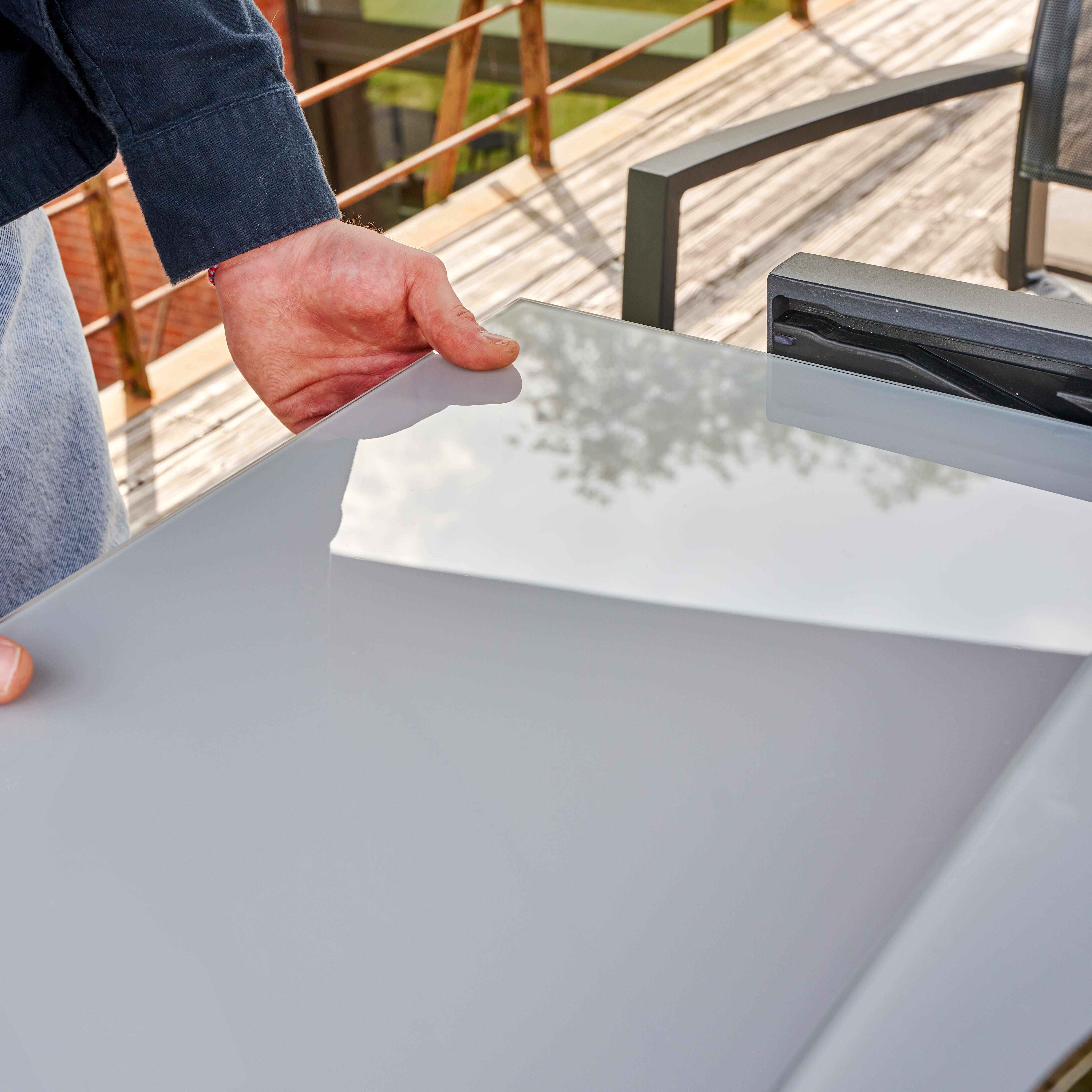 Table extensible NATERIAL Lyra II, aluminium verre 135/270x90cm anthracite - 14