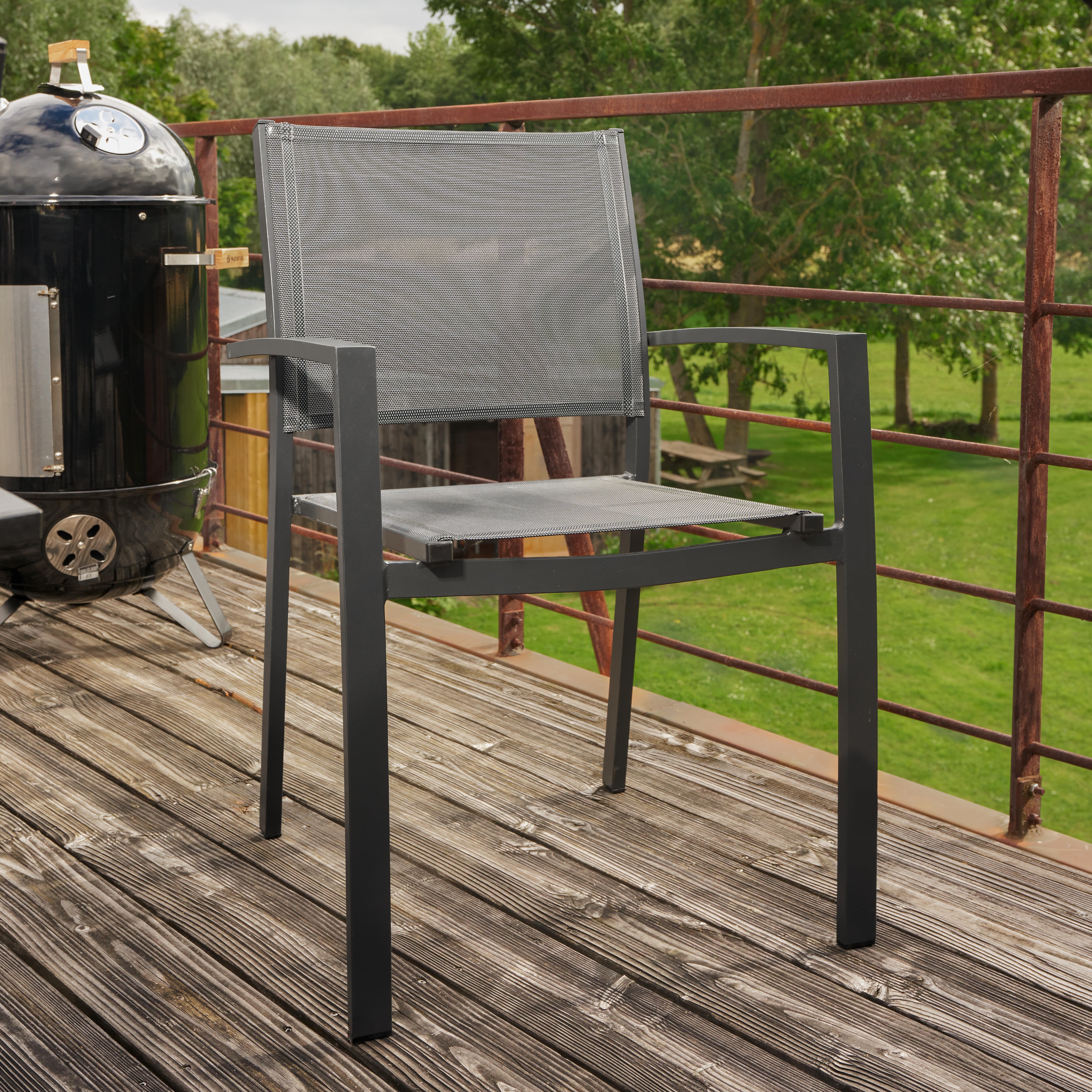 Cadeira de refeição com braços alumínio e textileno antracite Naterial Lyra Beta - 5