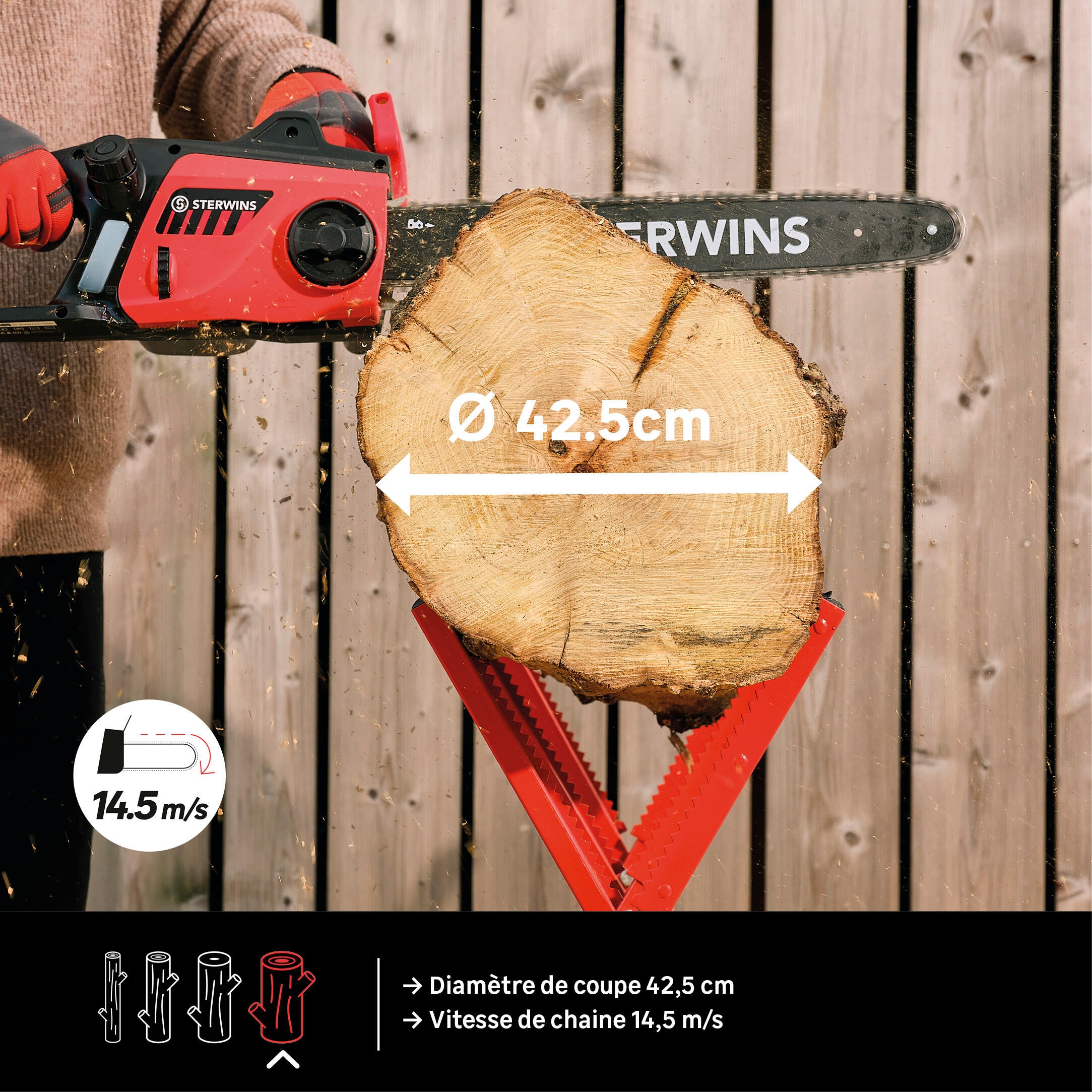 Tronçonneuse électrique STERWINS 2400W, guide de 45 cm - 2