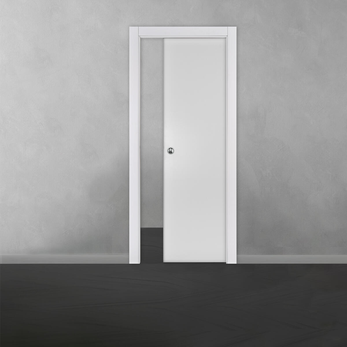 Porta interna scorrevole Spidy in MDF colore bianco, L 70 x H 210 cm, apertura reversibile - 5
