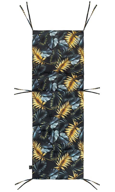 Poduszka na leżak ogrodowy Galia 200x65x6 cm czarna w liście Domarex