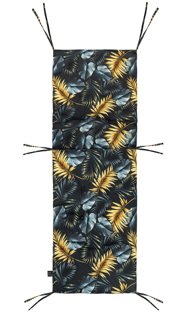 Poduszka na leżak ogrodowy Galia 200x65x6 cm czarna w liście Domarex