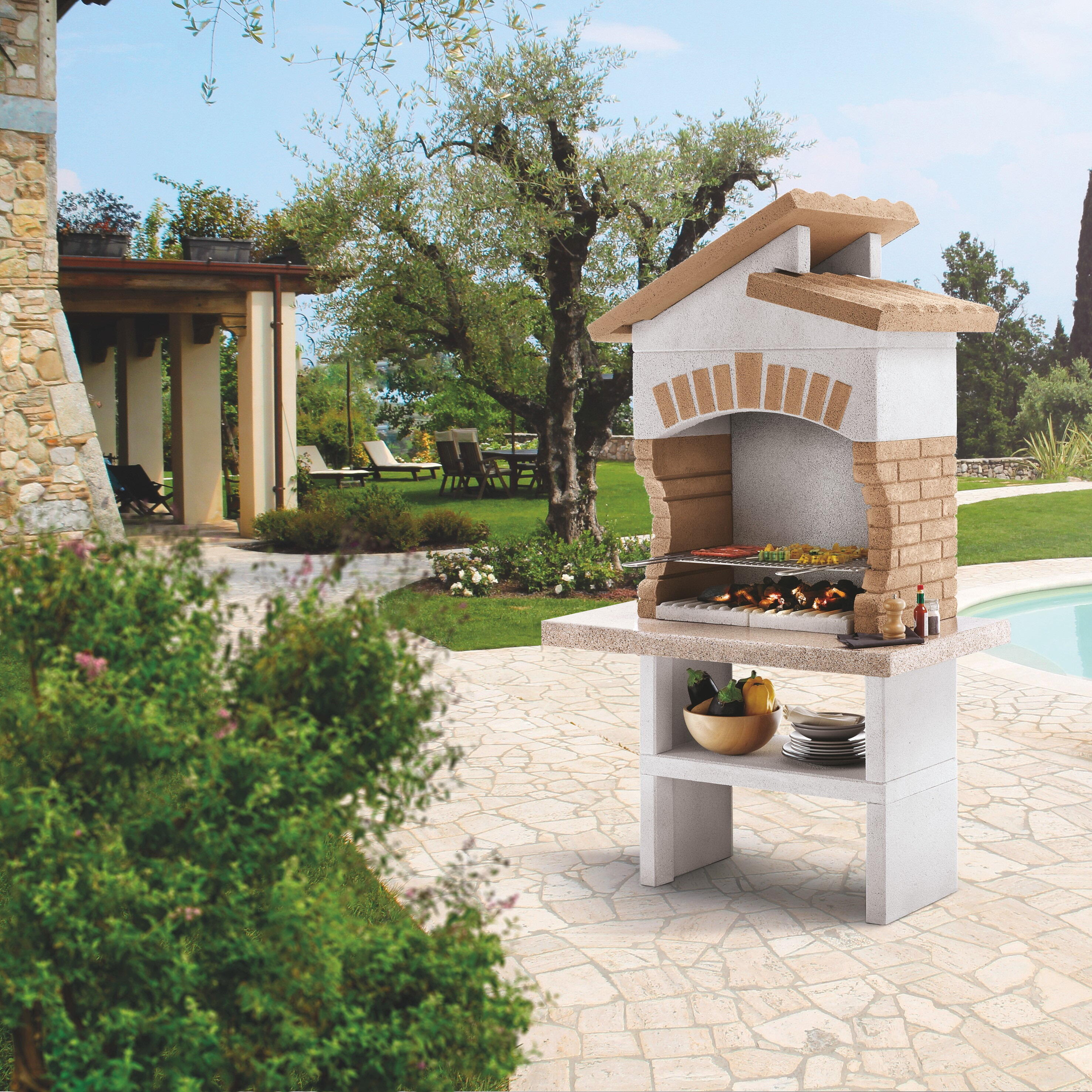 Barbecue fisso in marmo a legna e carbonella TUPAI 2 EASY GARDEN BY PALAZZETTI L 118 x H 193 x P 70 cm - 2