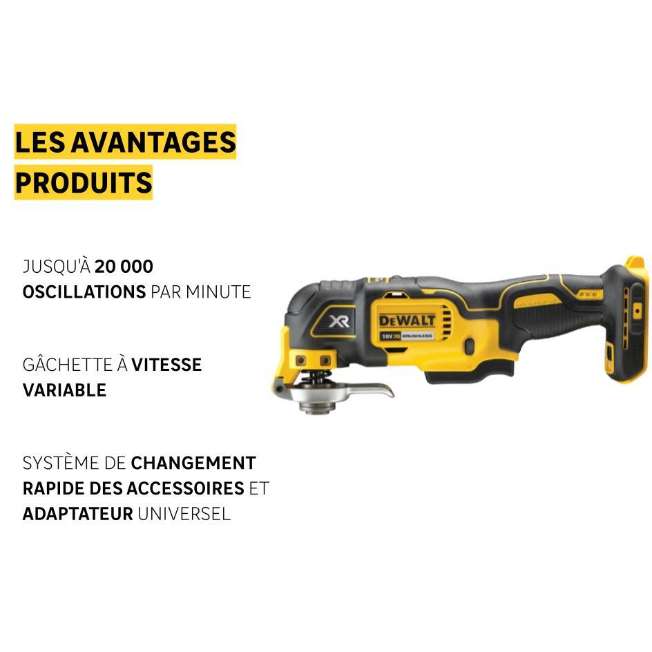Outil multifonction DEWALT 18 V + 35 accessoires, sans batterie, DCS356NT-XJ - 2