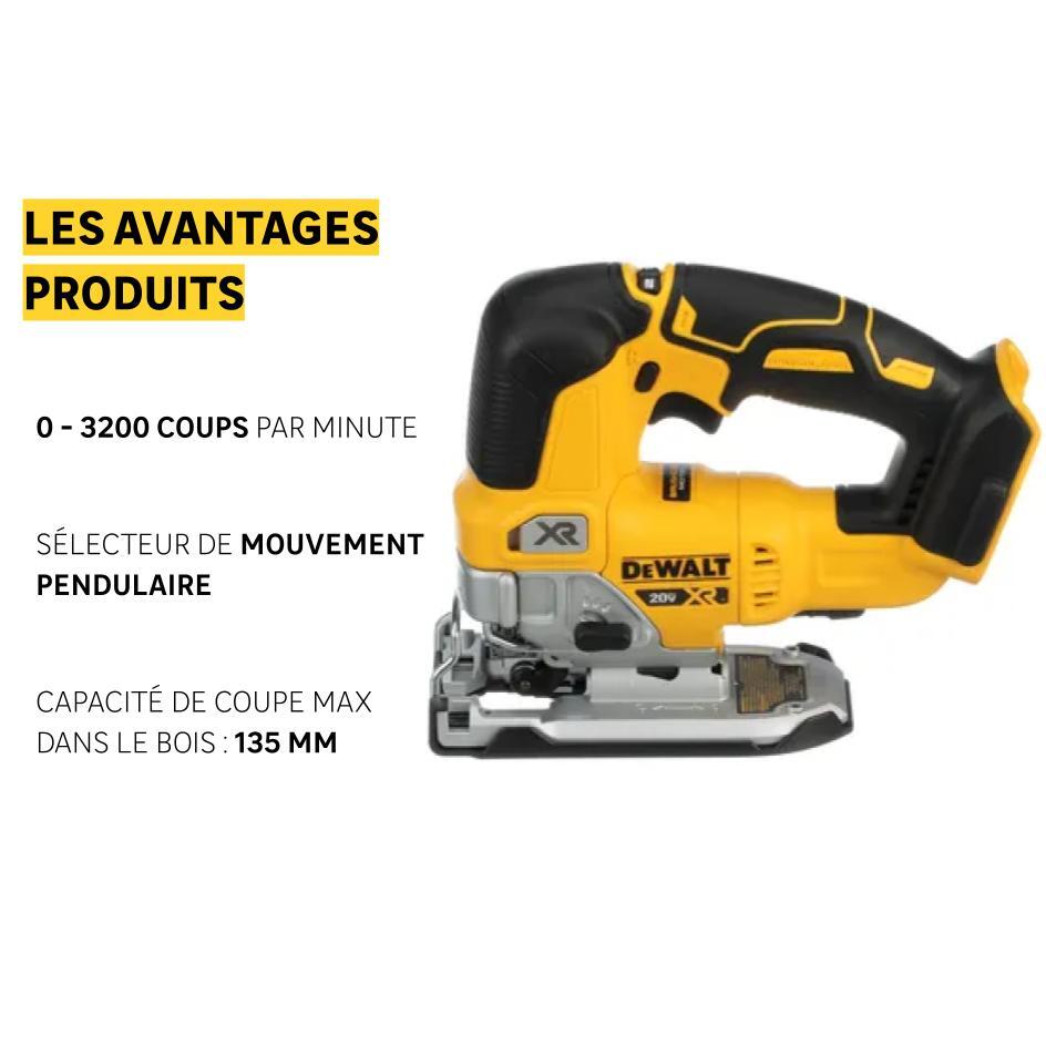 Scie sauteuse sans fil DEWALT 18 V, sans batterie, DCS334NT-XJ - 2