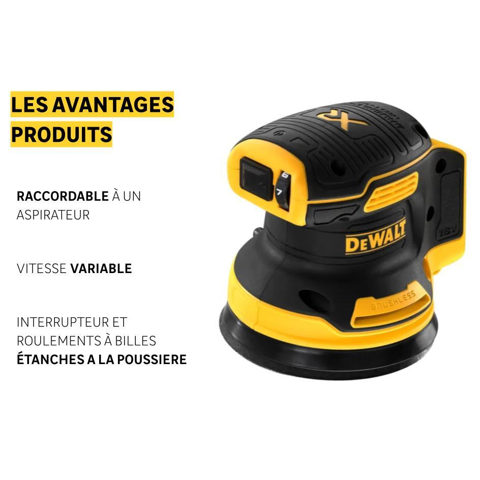 Ponceuse excentrique sans fil DEWALT 18 V, sans batterie, DCW210NT-XJ - 2