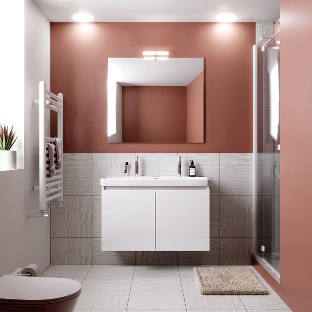 Móvel de casa de banho suspenso 2 portas 90x48x55 cm branco AML Remi
