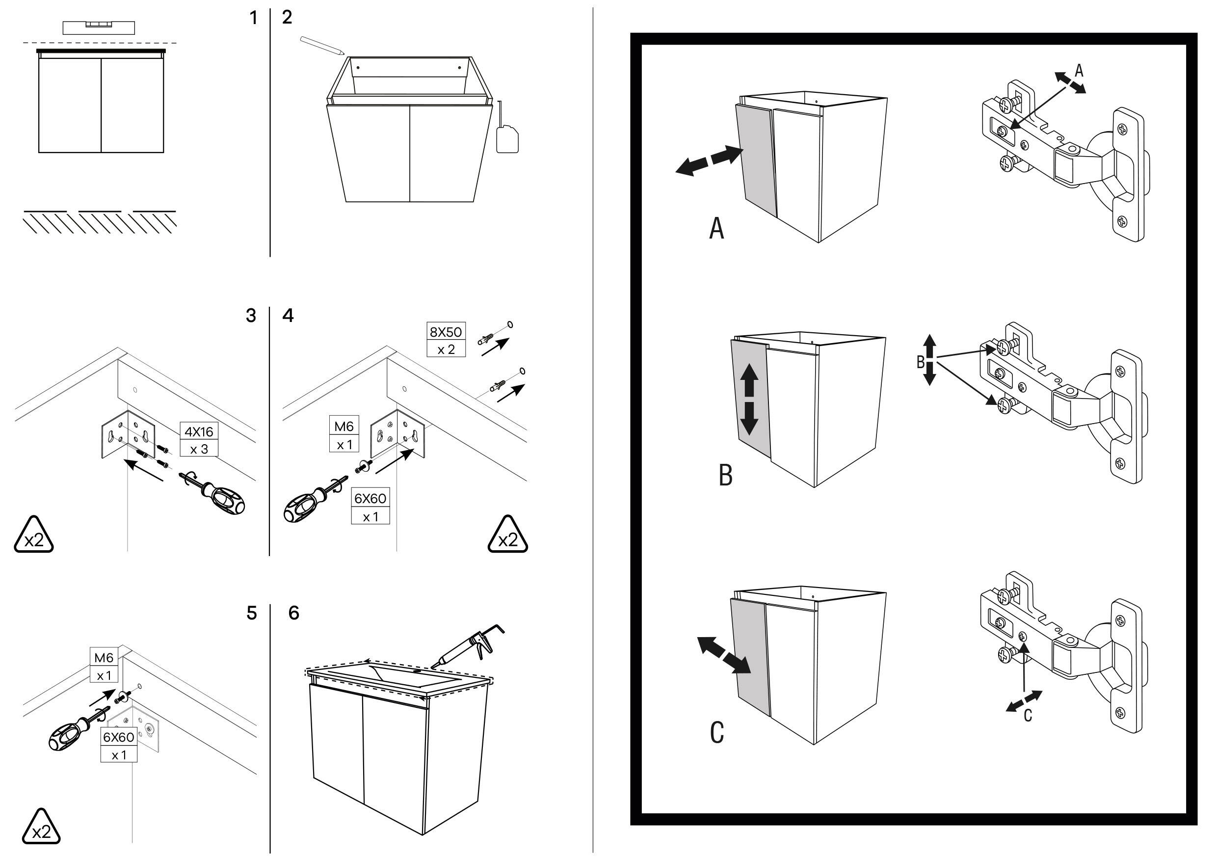 Móvel de casa de banho suspenso 2 portas 90x48x55 cm branco AML Remi - 7
