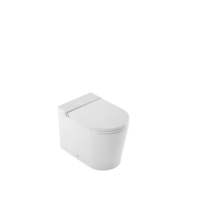 Inodoro japonés MIZUBATH Rada In-tank blanco con salida vertical y cánulas de limpieza automáticas, con higiene intima avanzada, función de secado y asiento calefactable