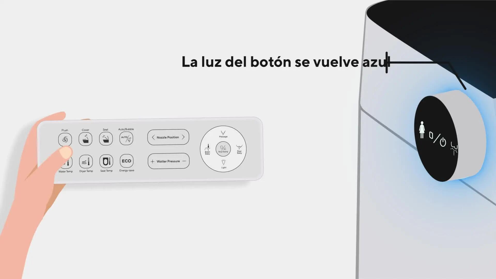 Inodoro japonés MIZUBATH Rada In-tank blanco con salida vertical y cánulas de limpieza automáticas, con higiene intima avanzada, función de secado y asiento calefectable - 13