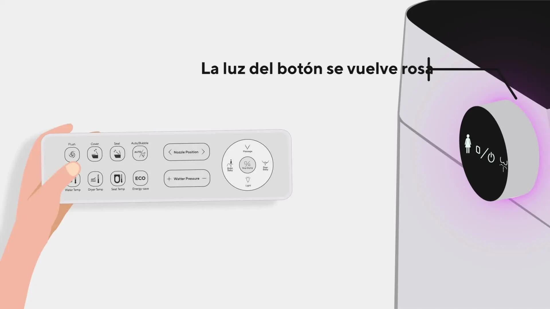 Inodoro japonés MIZUBATH Rada In-tank blanco con salida vertical y cánulas de limpieza automáticas, con higiene intima avanzada, función de secado y asiento calefectable - 10