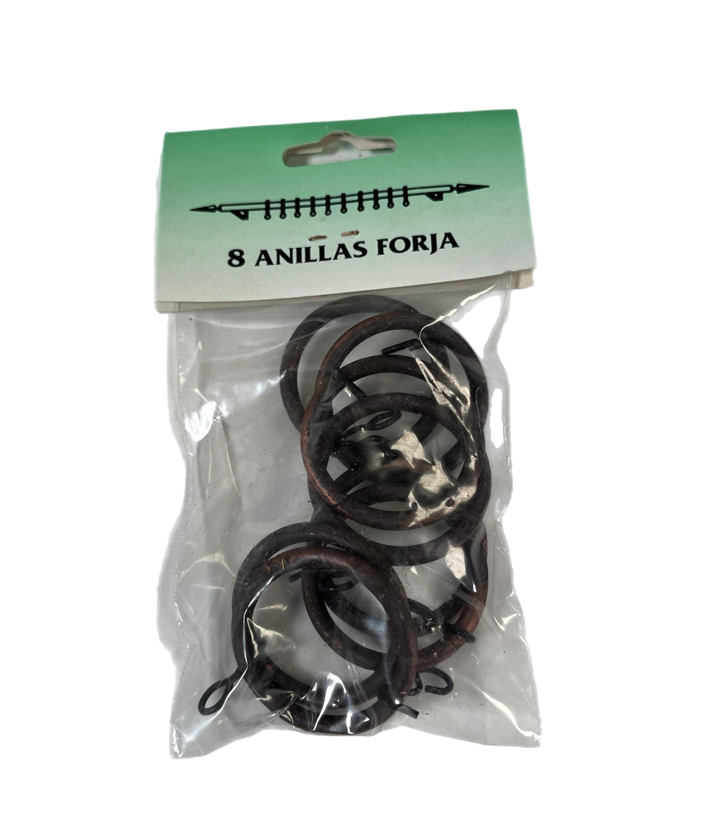 8 Anillas para barra de cortina 19/20 mm hierro INSPIRE negro/cobre forja con gancho - 2