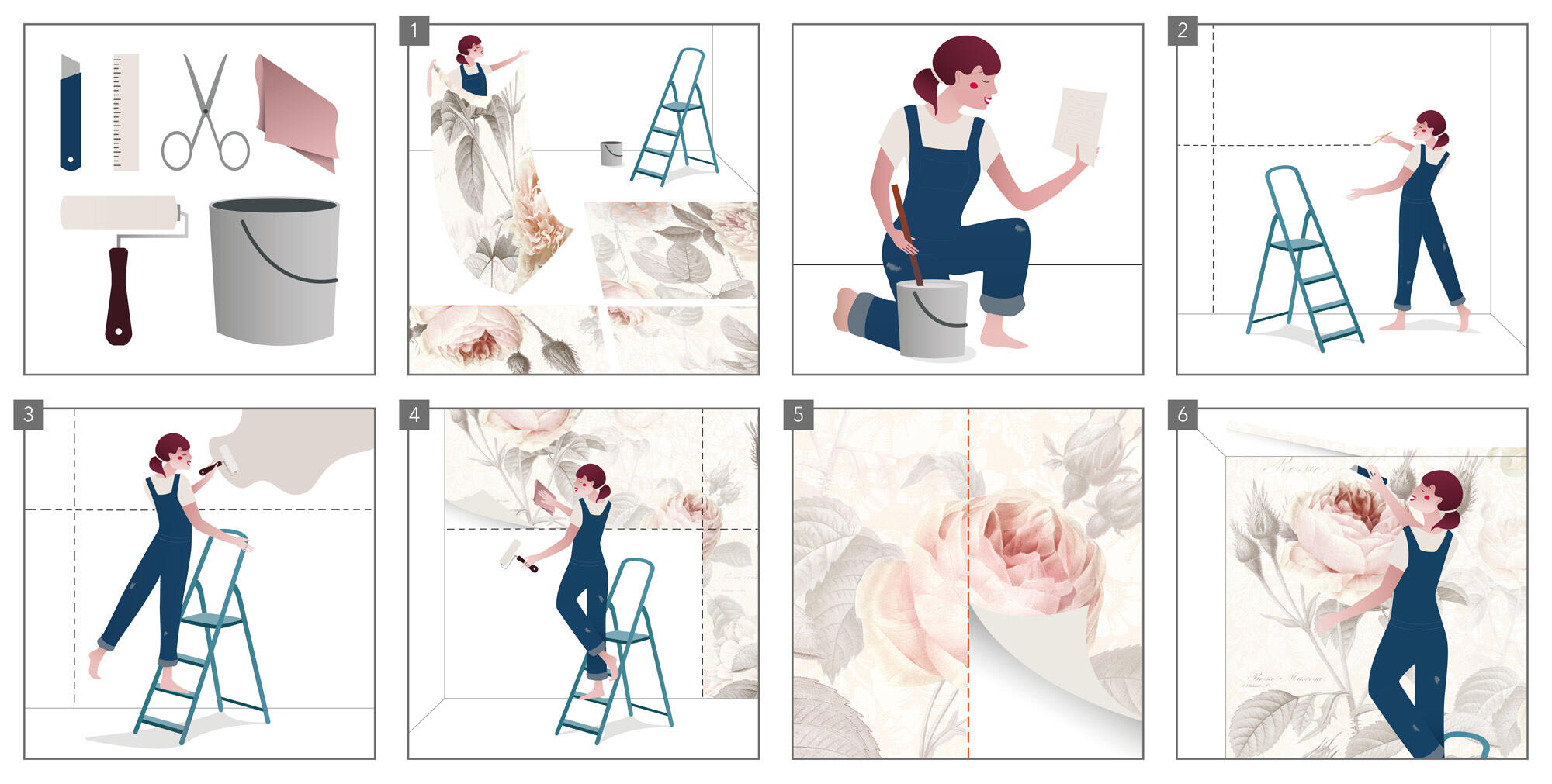 Mural papel liso lavable naturaleza La Maison rosa 368 x 248 cm KOMAR - 6
