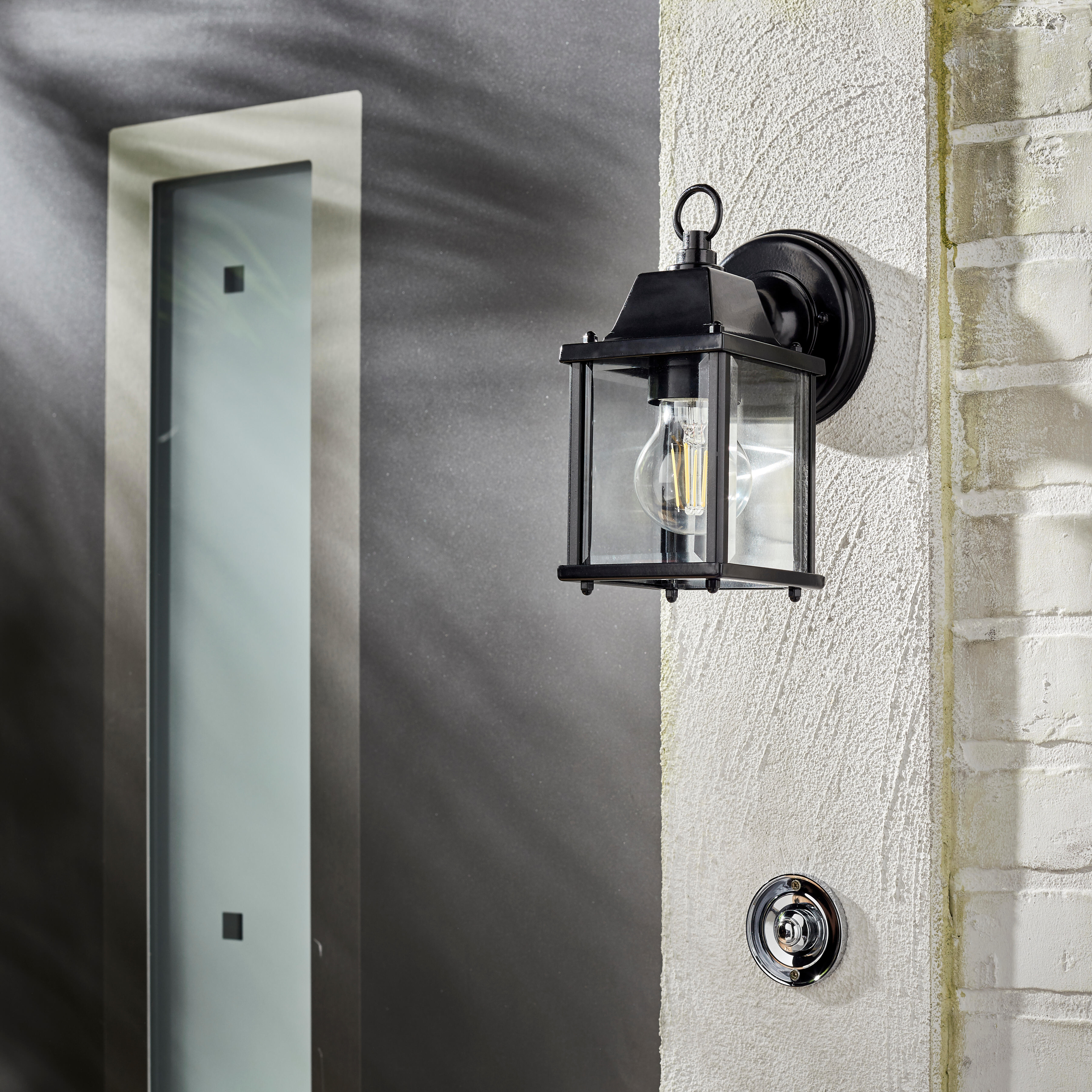 Aplique de pared exterior Sanboi INSPIRE de vidrio negro y aluminio compatible con casquillo E27 IP44 - 2