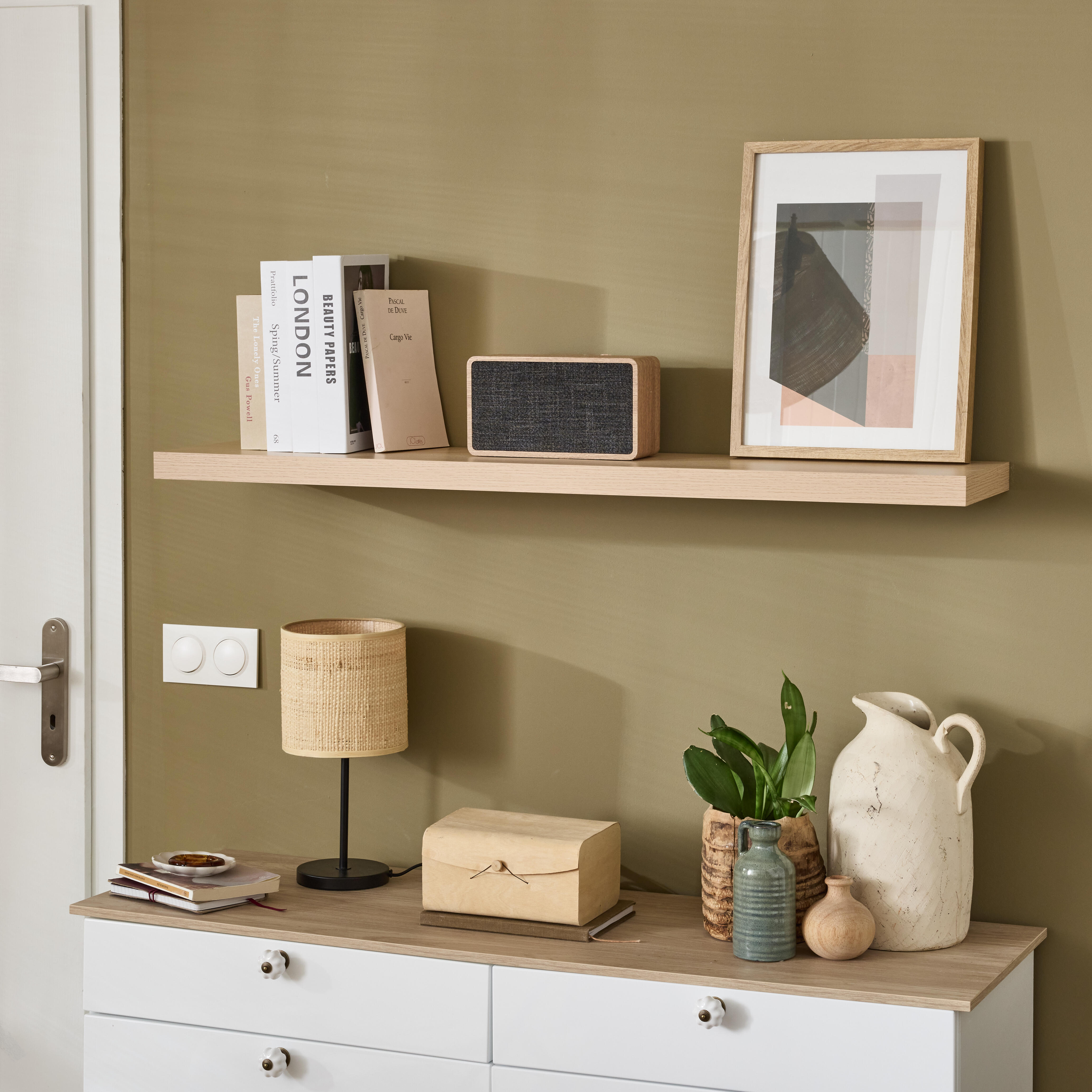 Estante de pared de madera mdf Spaceo rectagular  color roble 115x23.5 cm - 5