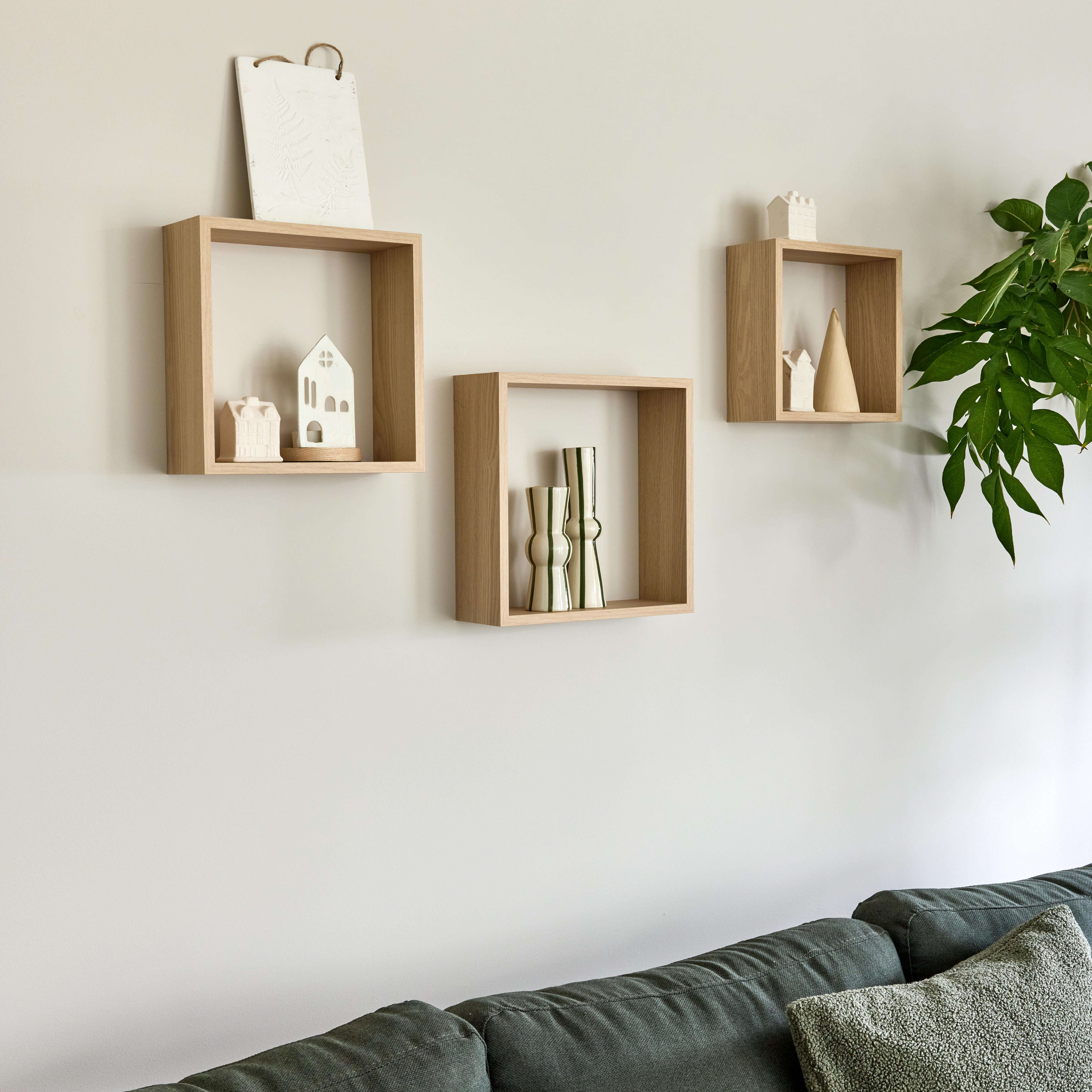 Estante mural Spaceo  en color roble de 30x9.7 cm y carga máx de 5 kg - 12