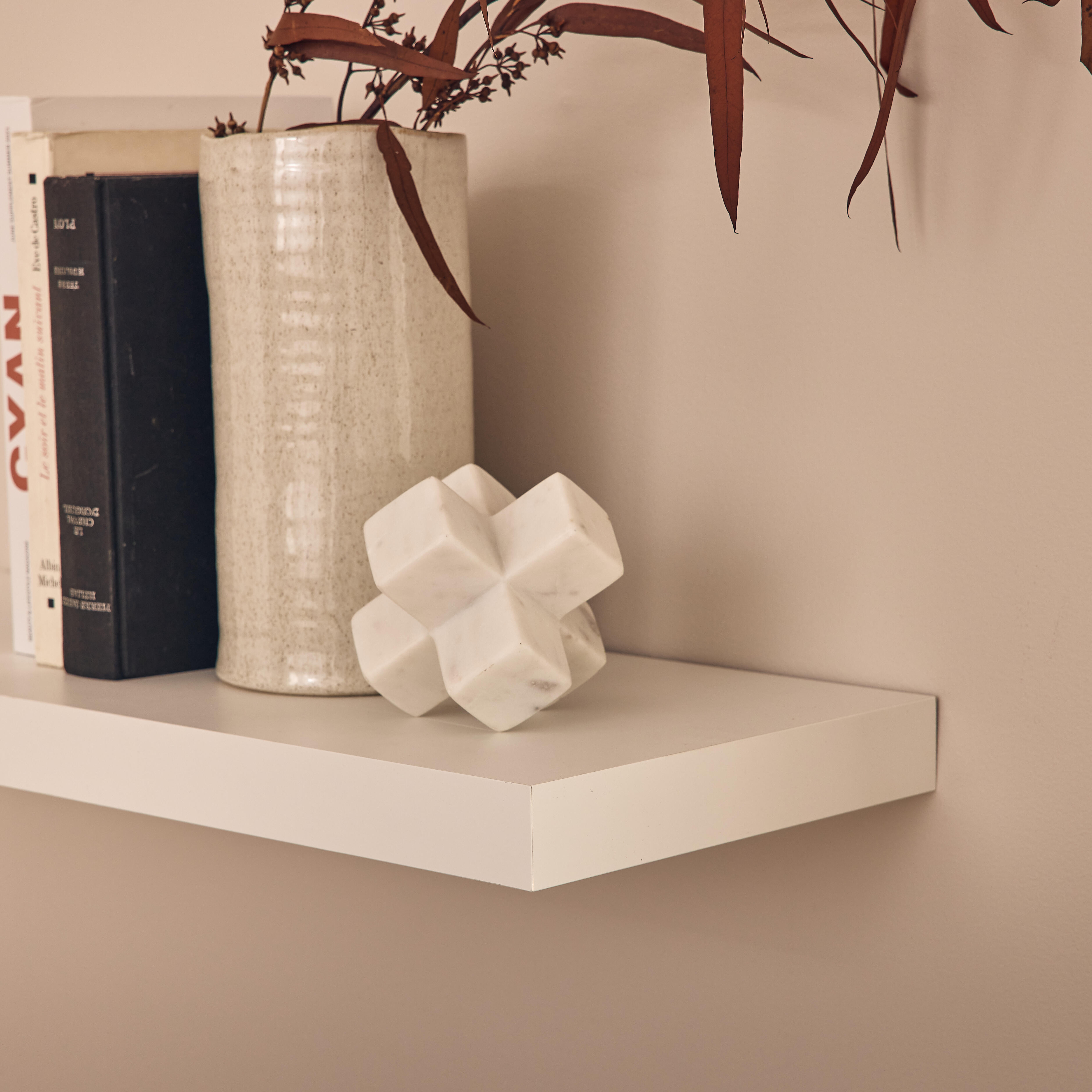 Prateleira de fixação invisível de 60x23.5x3.8cm branca - 6