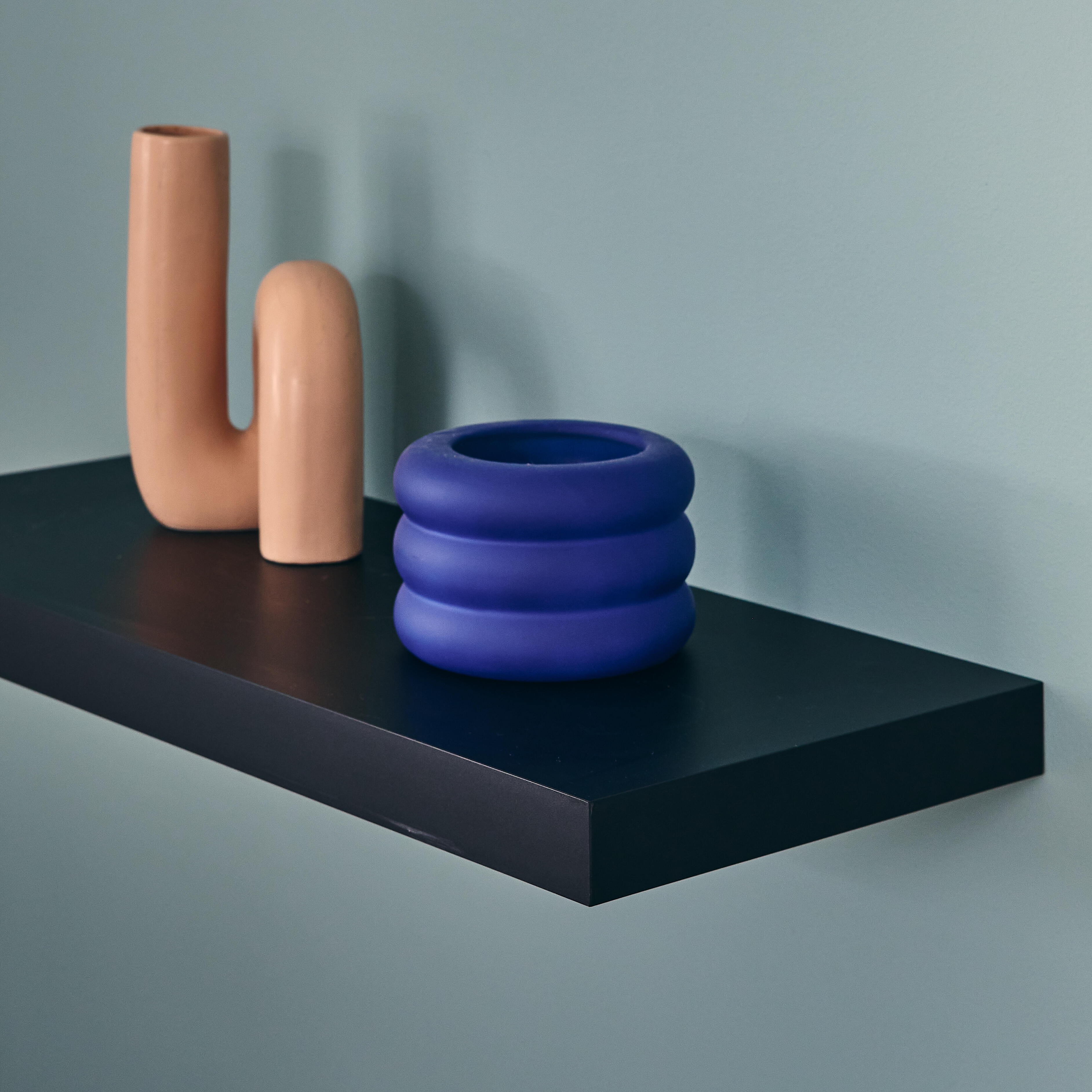 Estante de pared de madera mdf Spaceo rectangular color negro 60x23.5 cm - 11