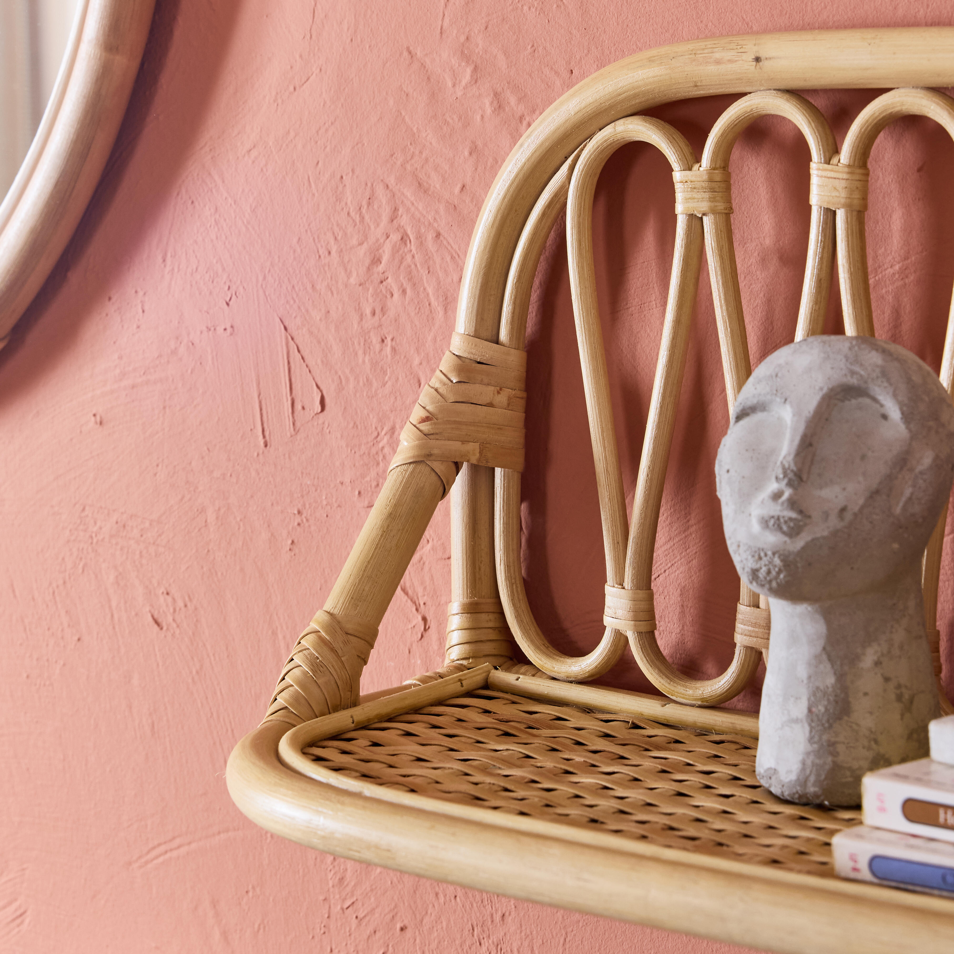 Etagère murale rotin SPACEO, H.25 cm x L.50 cm x P.20 cm, Ep.2 cm - 5