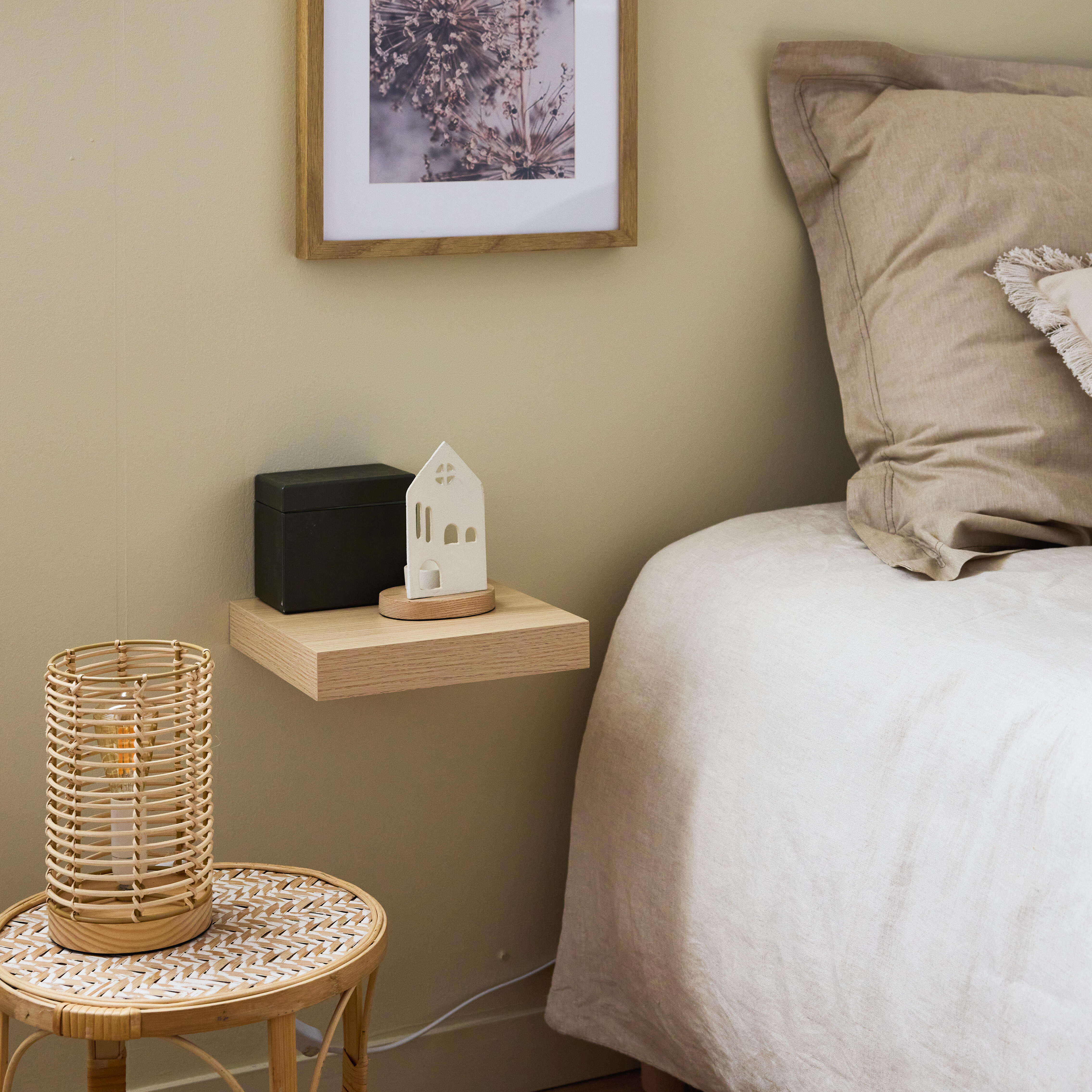 Estante de pared de madera mdf Spaceo cuadrado en color roble de 23.5x23.5 cm - 2