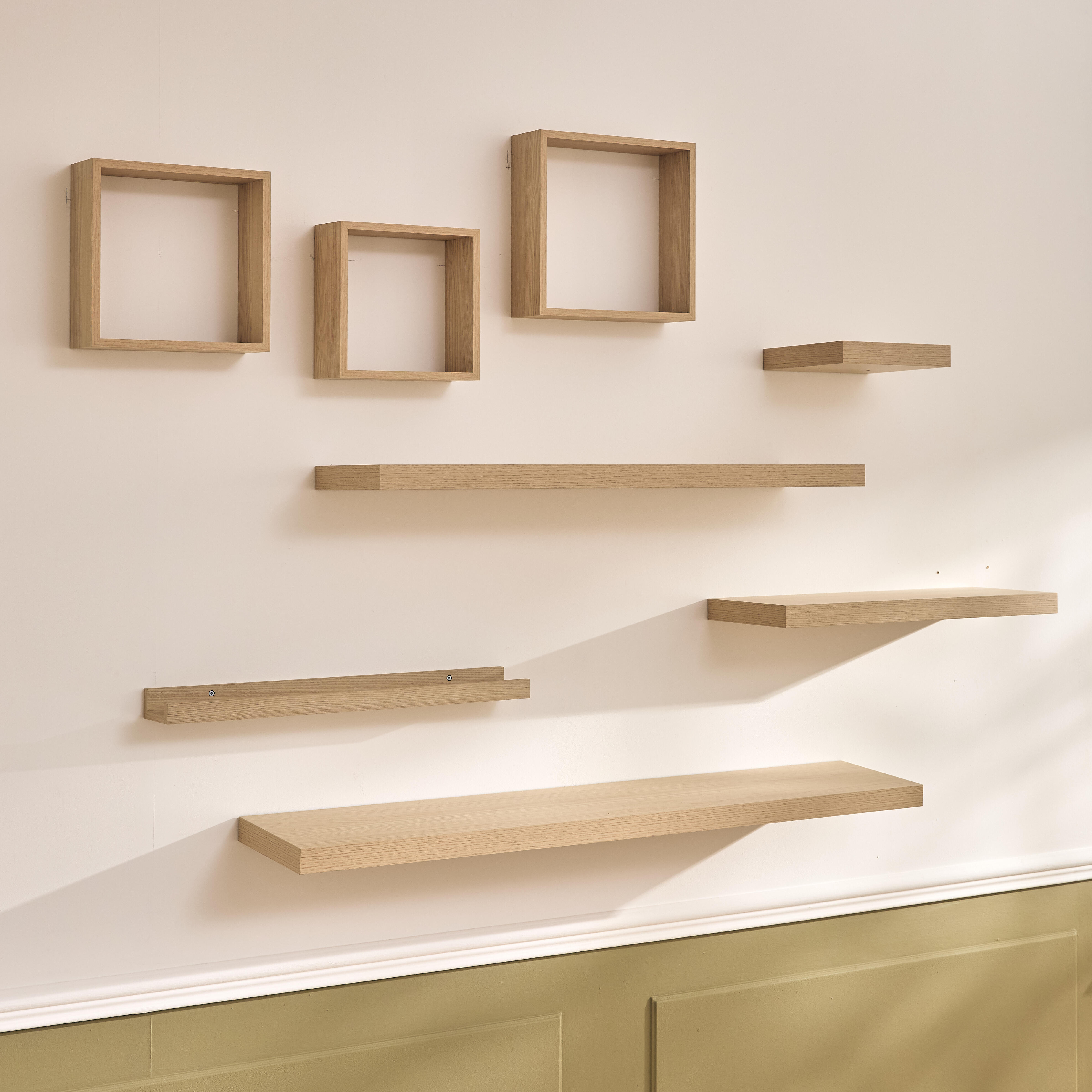 Estante de pared de madera mdf Spaceo rectagular  color roble 60x23.5 cm - 12