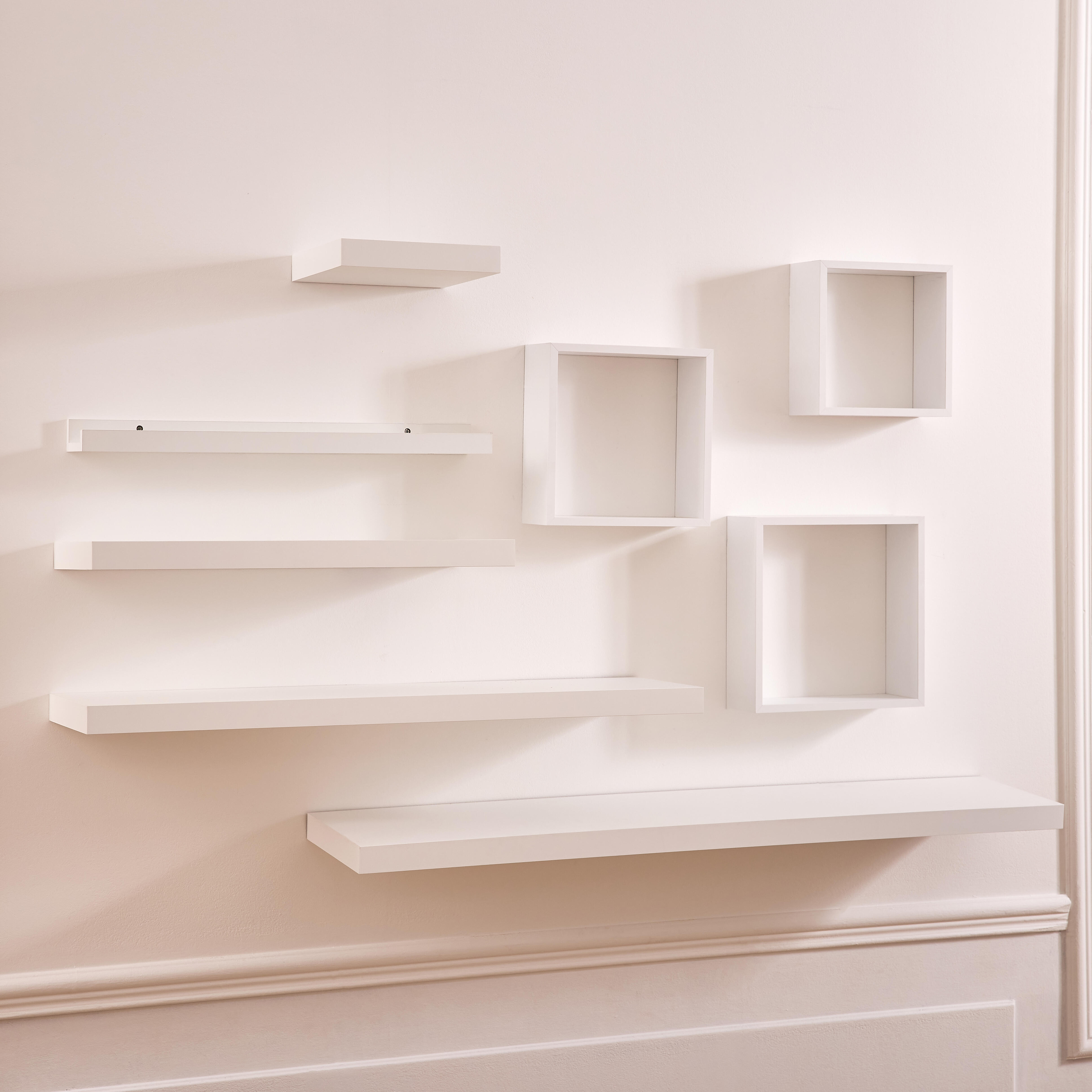 Estante de pared de madera mdf Spaceo rectagular  color blanco 115x23.5 cm - 15