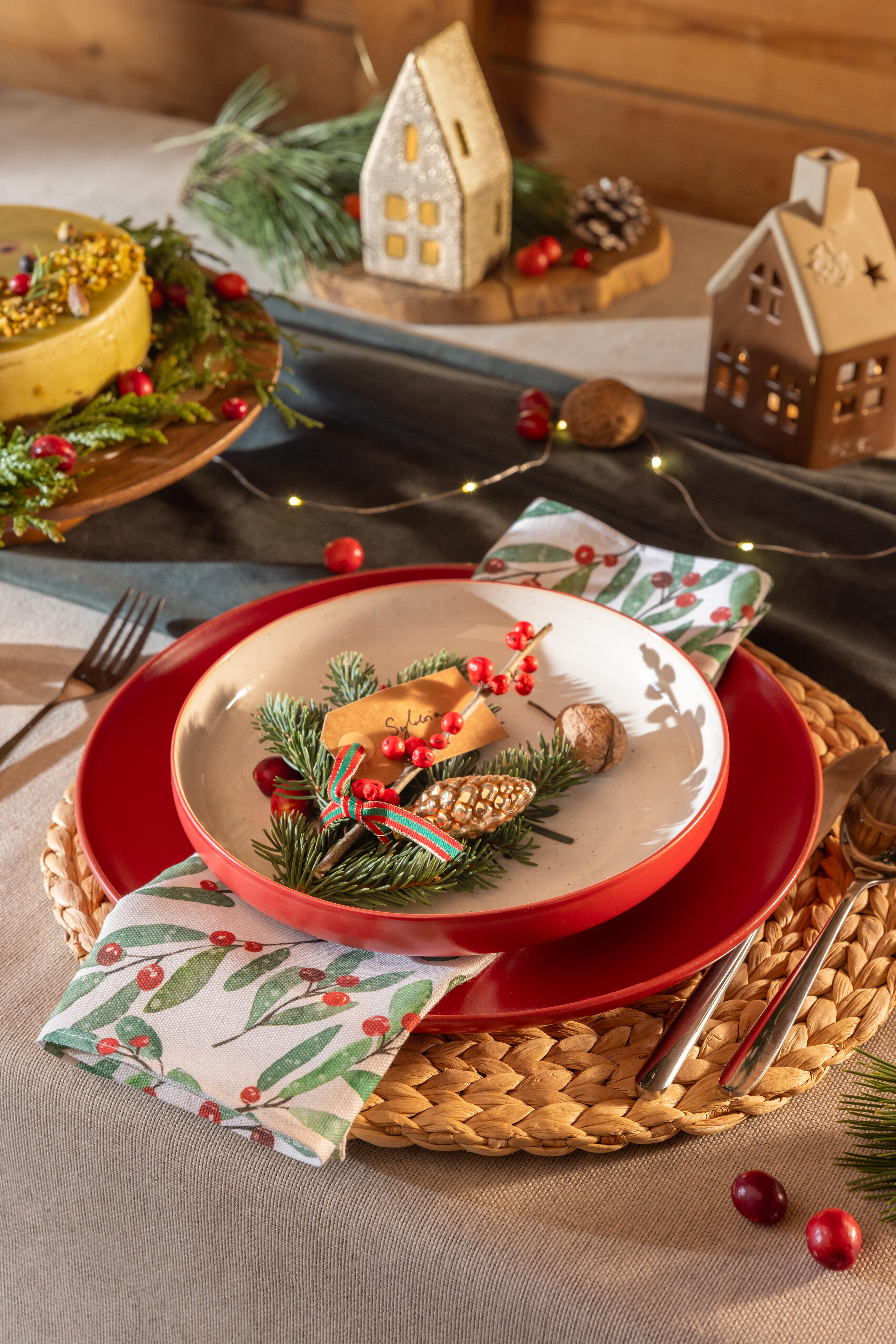 Domek ceramiczny 16x9.5cm brązowy lampion - 2