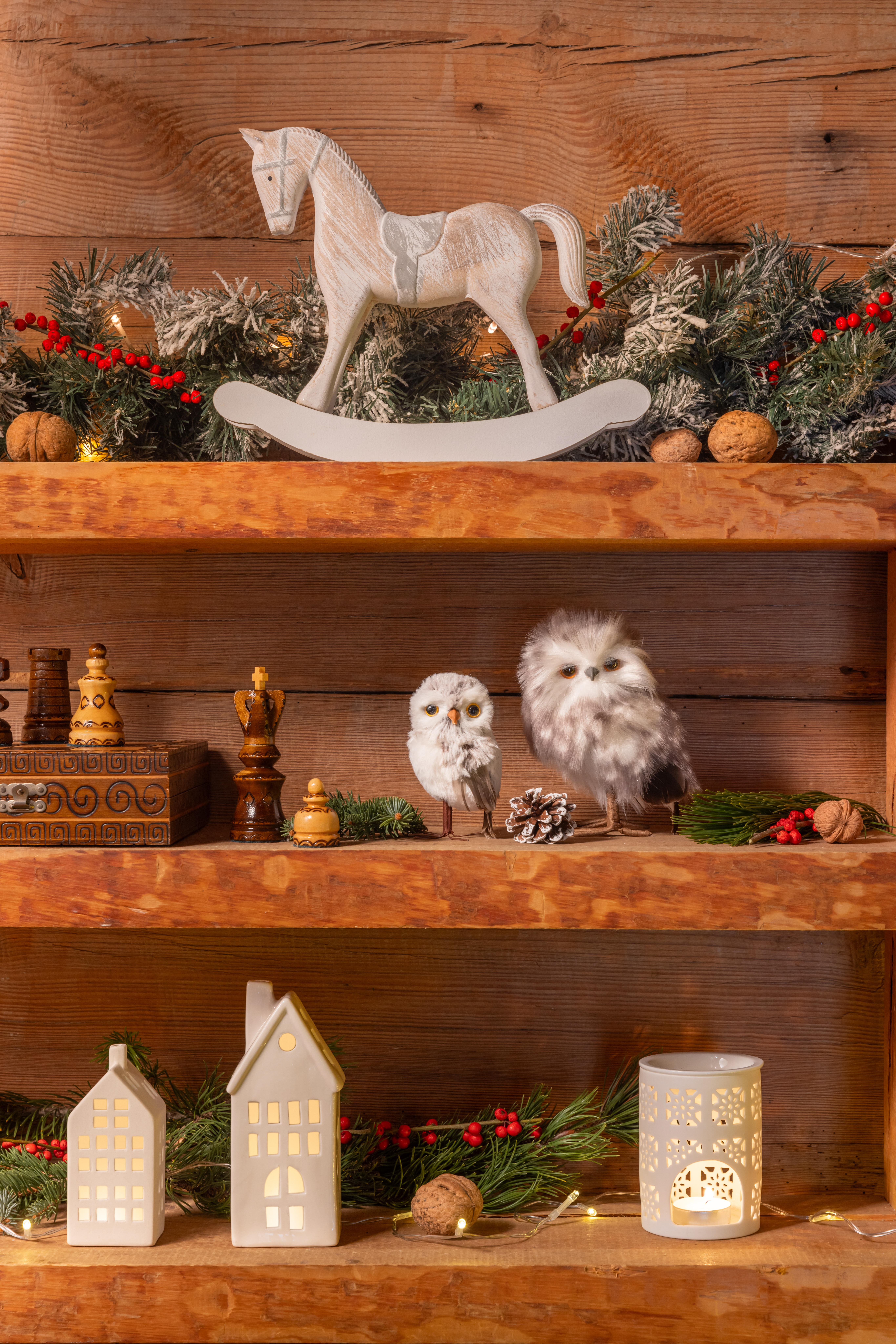 Ozdoba świąteczna sowa 13cm biała - 2