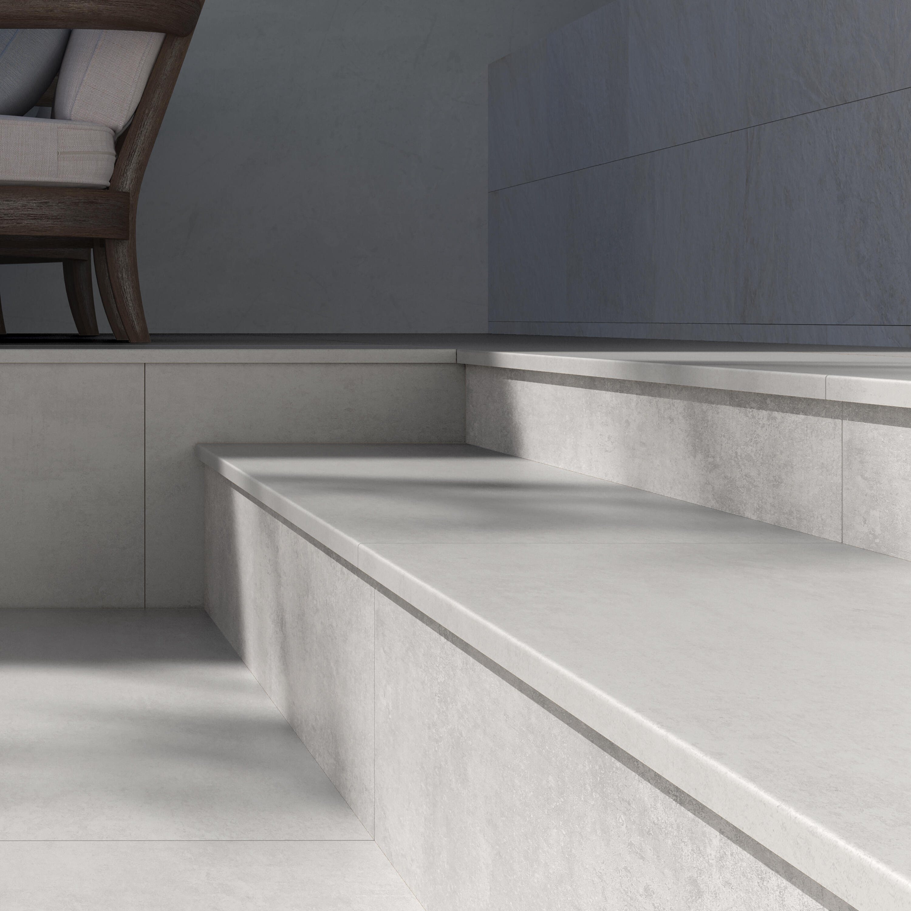 Peldaño gres porcelánico Martins efecto cemento blanco 120x32cm espesor 12mm ARTENS - 2