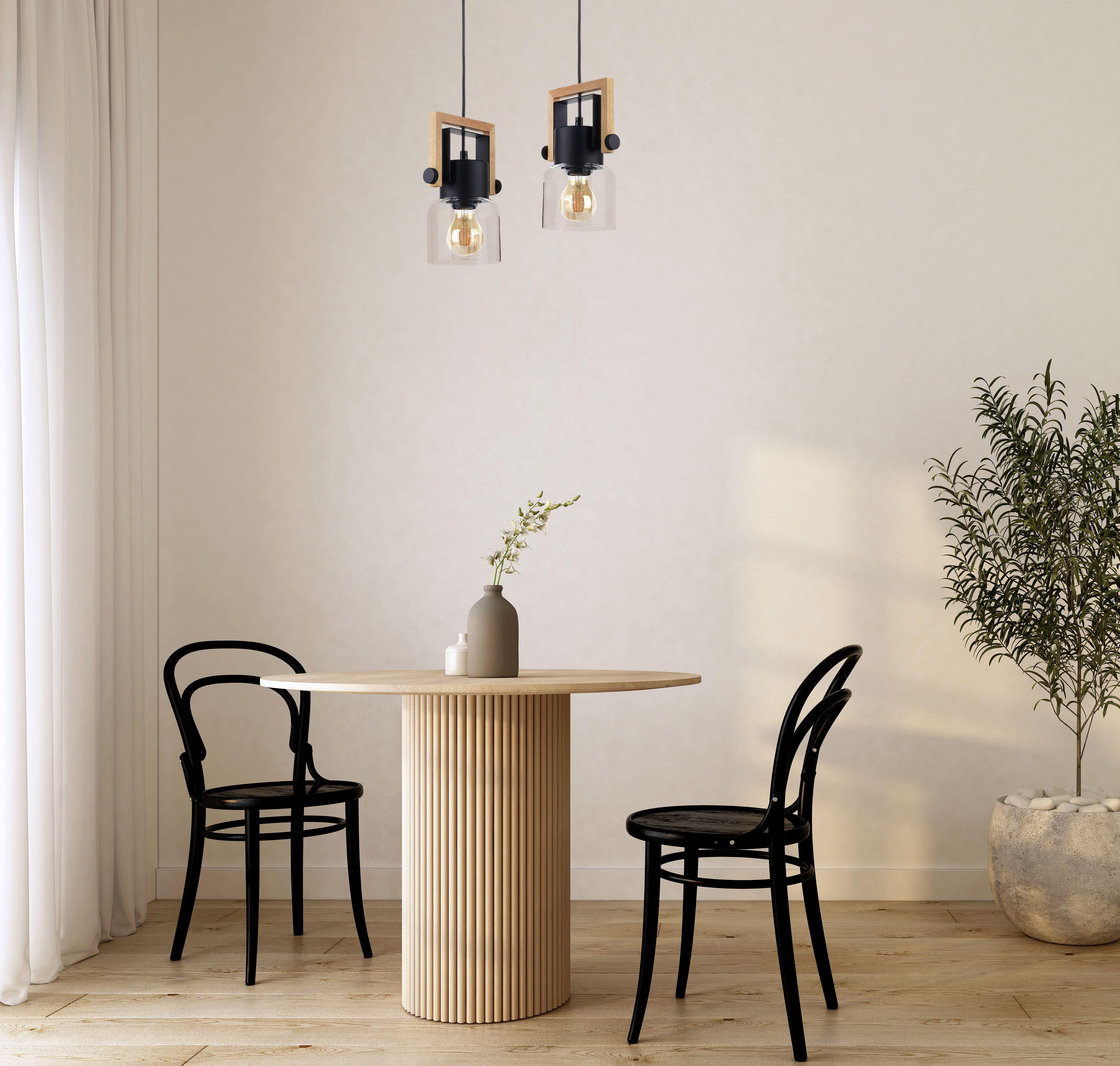 Suspension Nordica verre, transparent, Diam.12 cm, E27 - 2