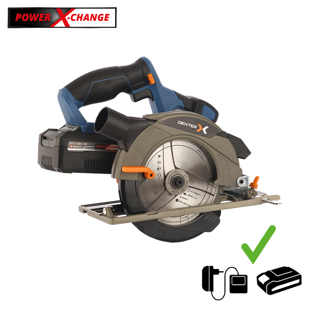 Sierra Circular DEXTER POWER X-CHANGE 18 V + 1 Batería 4.0 Ah + Cargador
