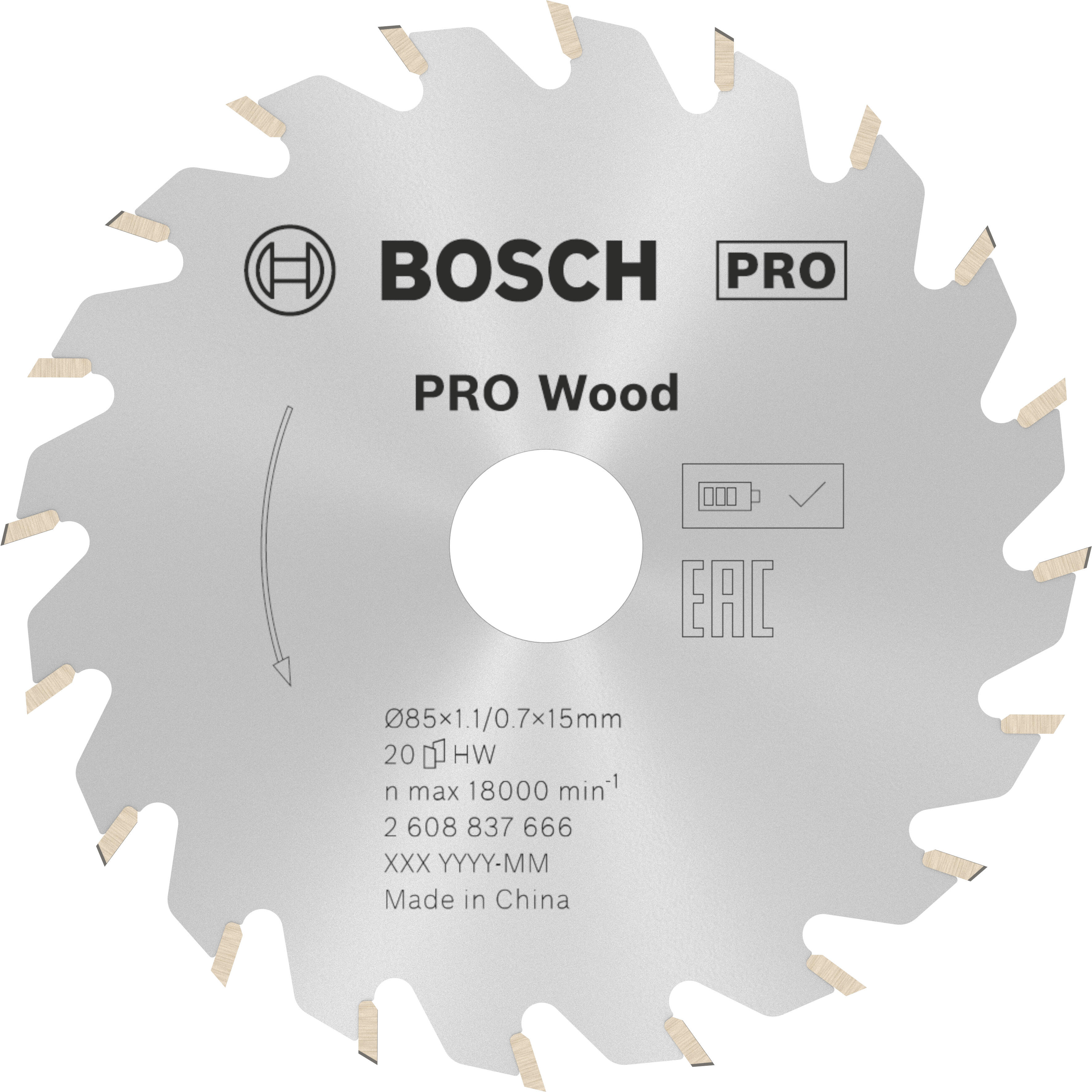 Lame de scie circulaire pour bois BOSCH PRO 85 x 15 x 1,1 mm 20 dents - 2