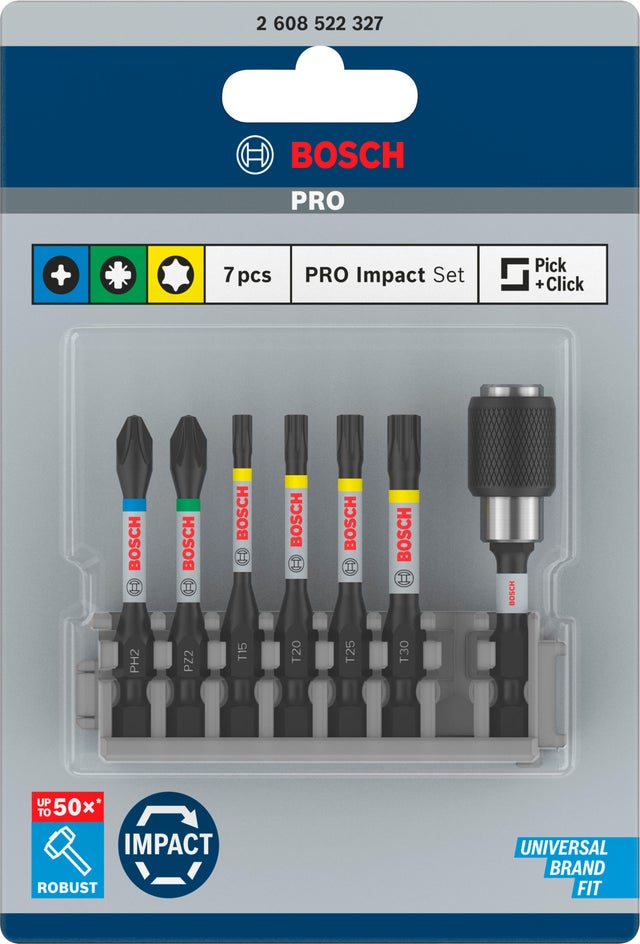 Lot de 6 embouts de vissage BOSCH PRO PH/PZ/Torx 50 mm avec porte embout