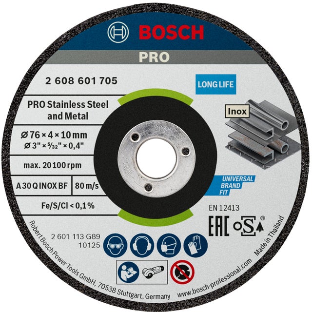 Meules d'ébavurage pour métal inox Diam.76 mm Lot de 2 - BOSCH