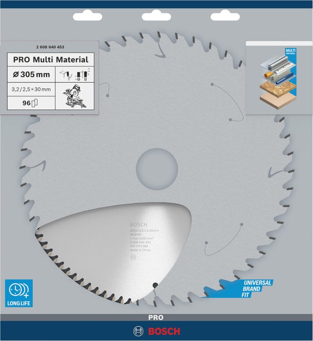 Lame de scie circulaire multimatériaux 305 x 30 x 3,2 mm - 2608640453 BOSCH