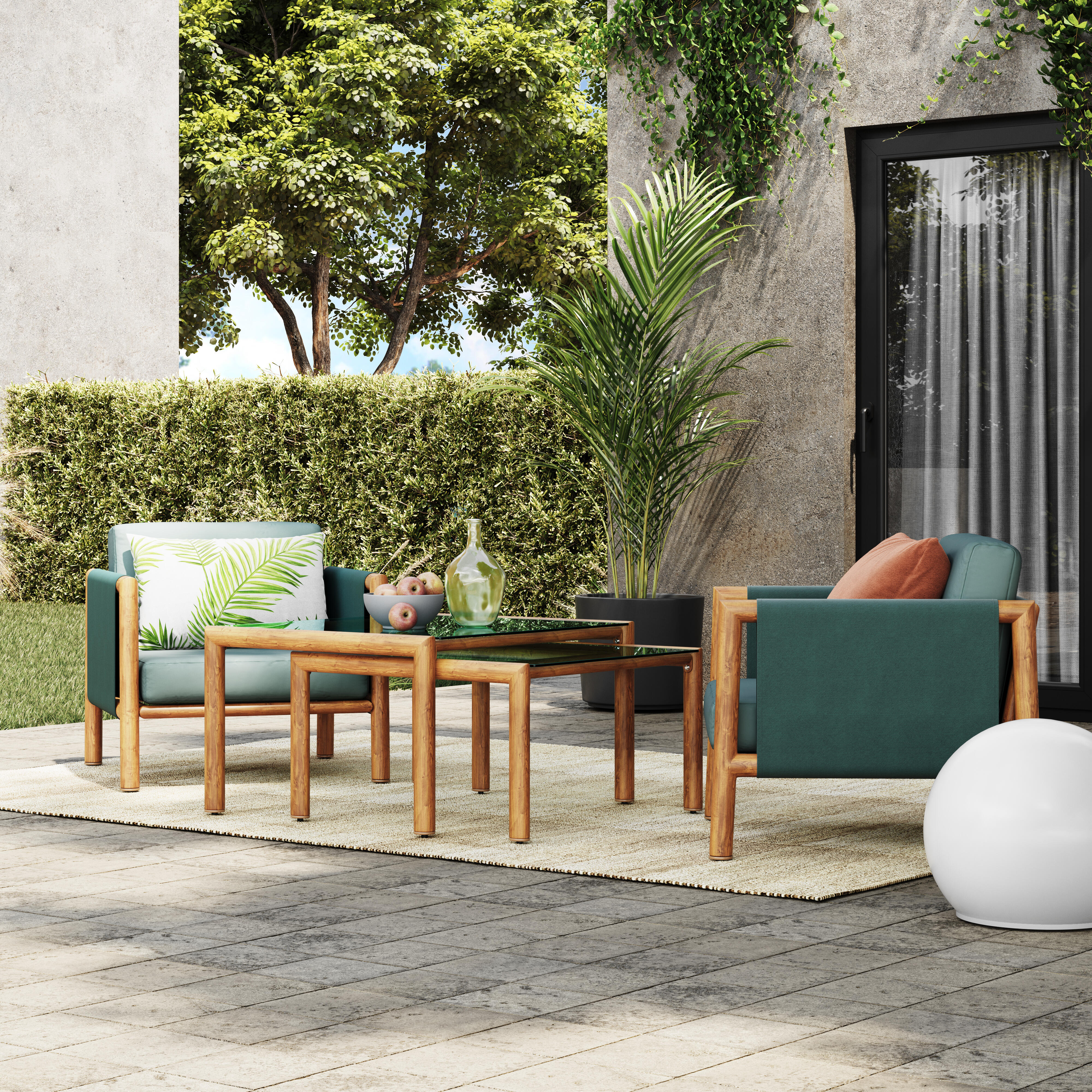 Sillón de jardín de aluminio con cojín Kobe verde - 3