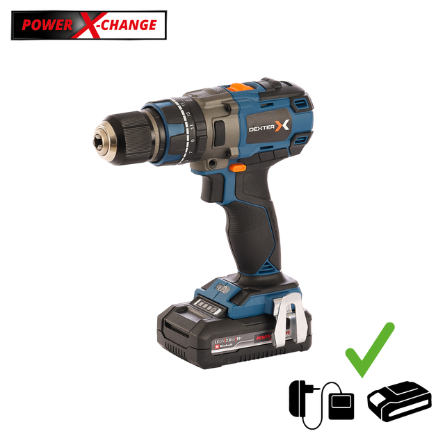 Berbequim sem fio brushless 18V com 2 baterias de 2 Ah Dexter